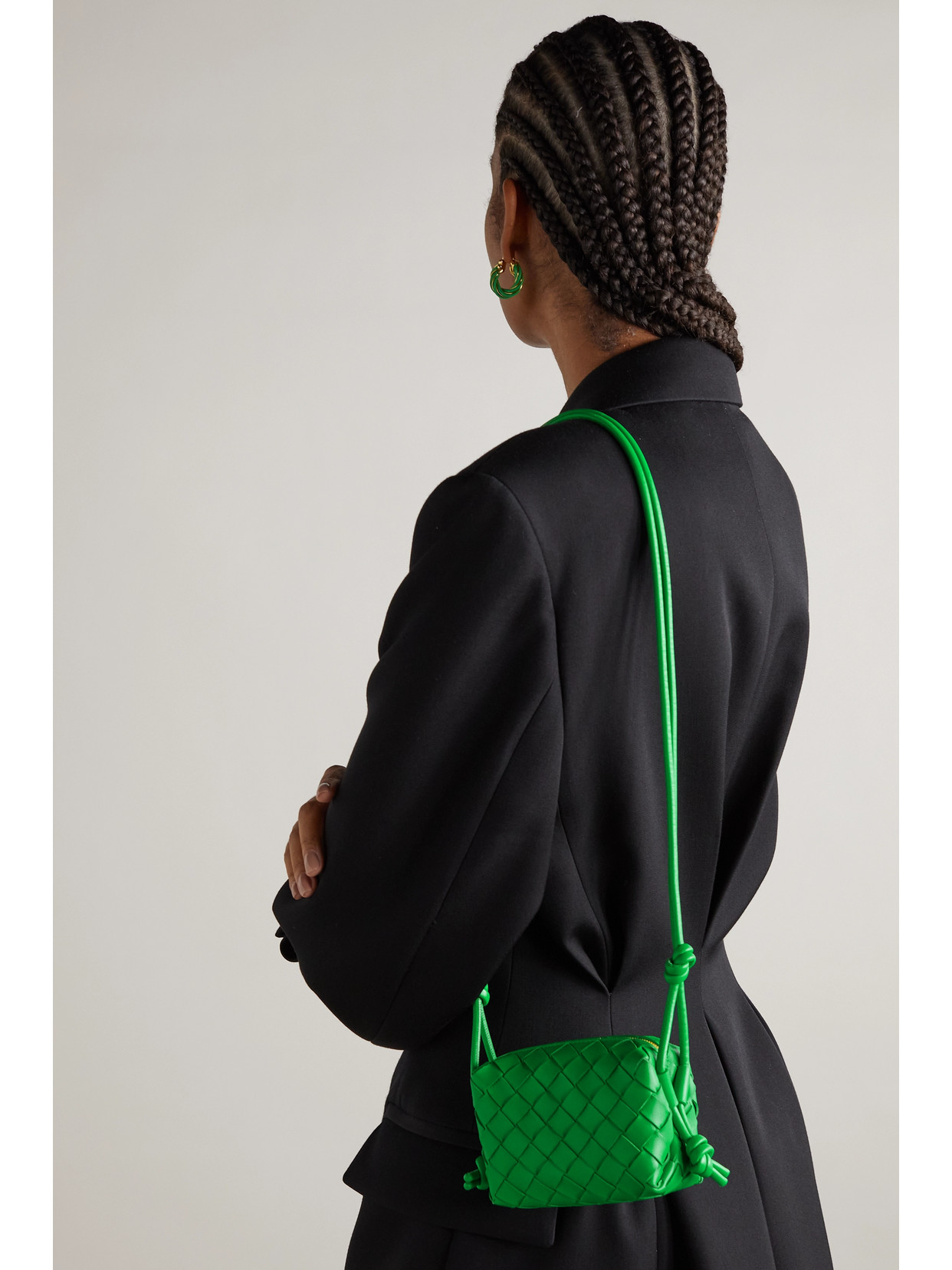 Bottega Veneta Loop Candy Intrecciato Leather Shoulder Bag In Green