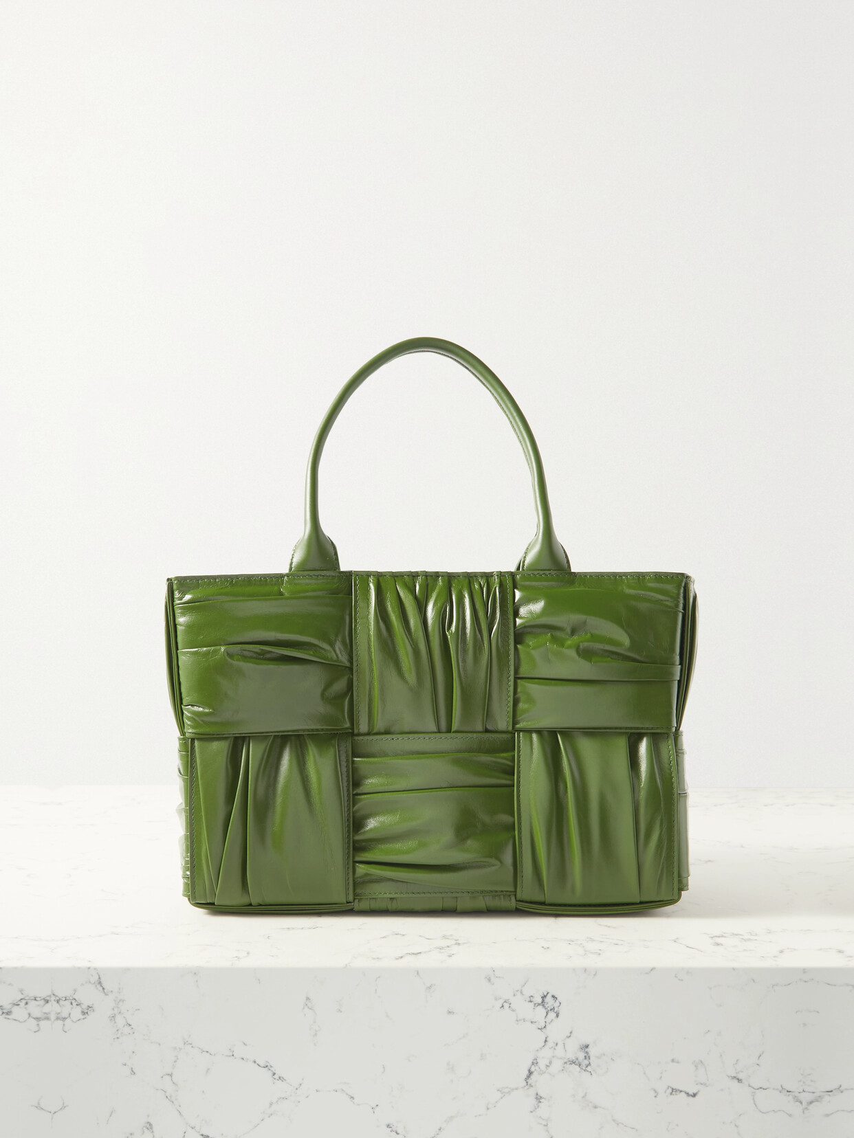 Bottega Veneta Arco Small Gathered Intrecciato Leather Tote In Avocado