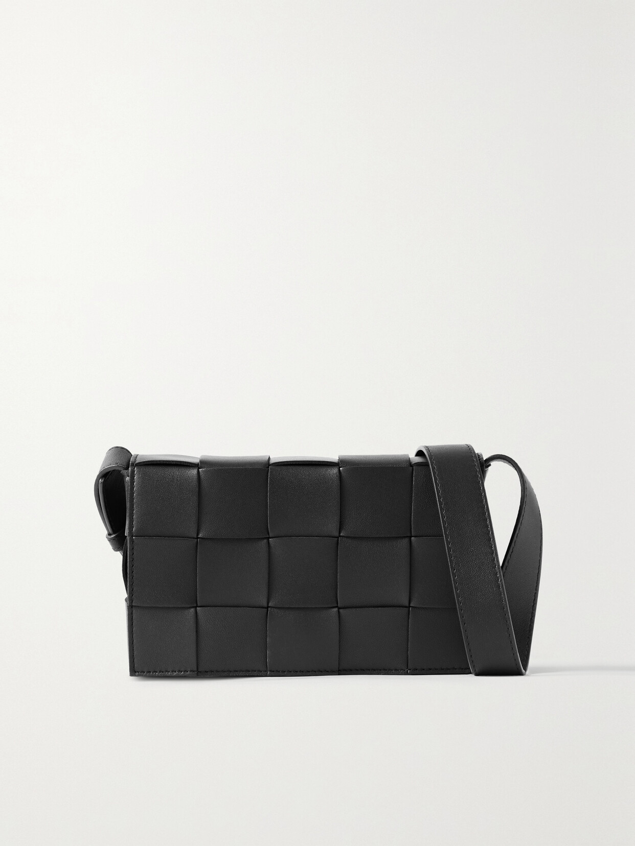 Bottega Veneta Cassette Small Intrecciato Leather Shoulder Bag In Black