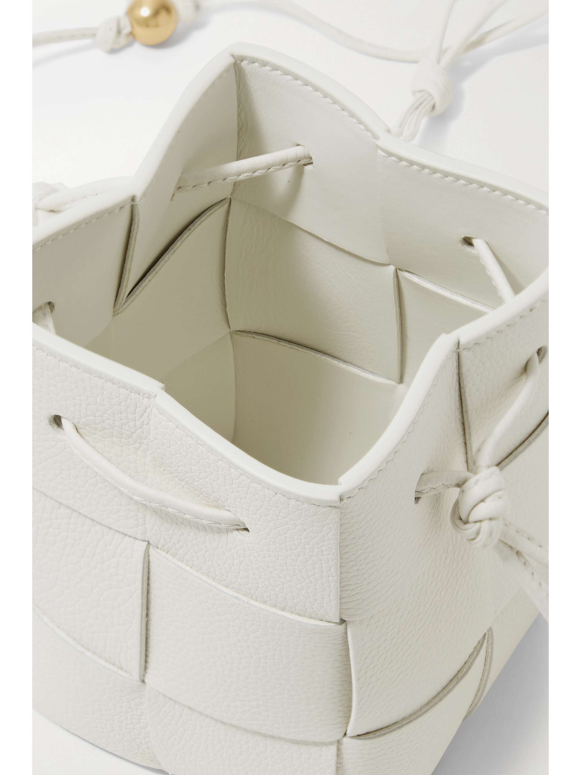 BOTTEGA VENETA Cassette mini textured-intrecciato leather bucket bag