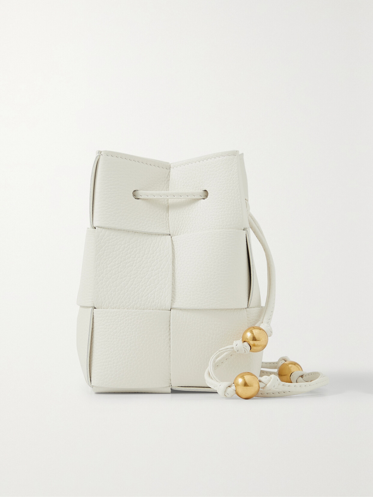 Bottega Veneta Cassette Small Textured-intrecciato Leather Bucket Bag - White