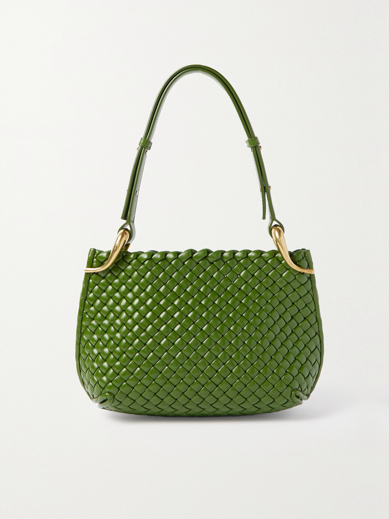 Bottega Veneta Pipe Small Intrecciato Leather Shoulder Bag In Green