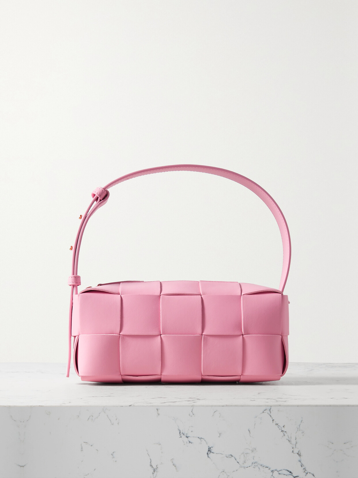 Bottega Veneta Brick Cassette Small Intrecciato Leather Shoulder Bag In Pink