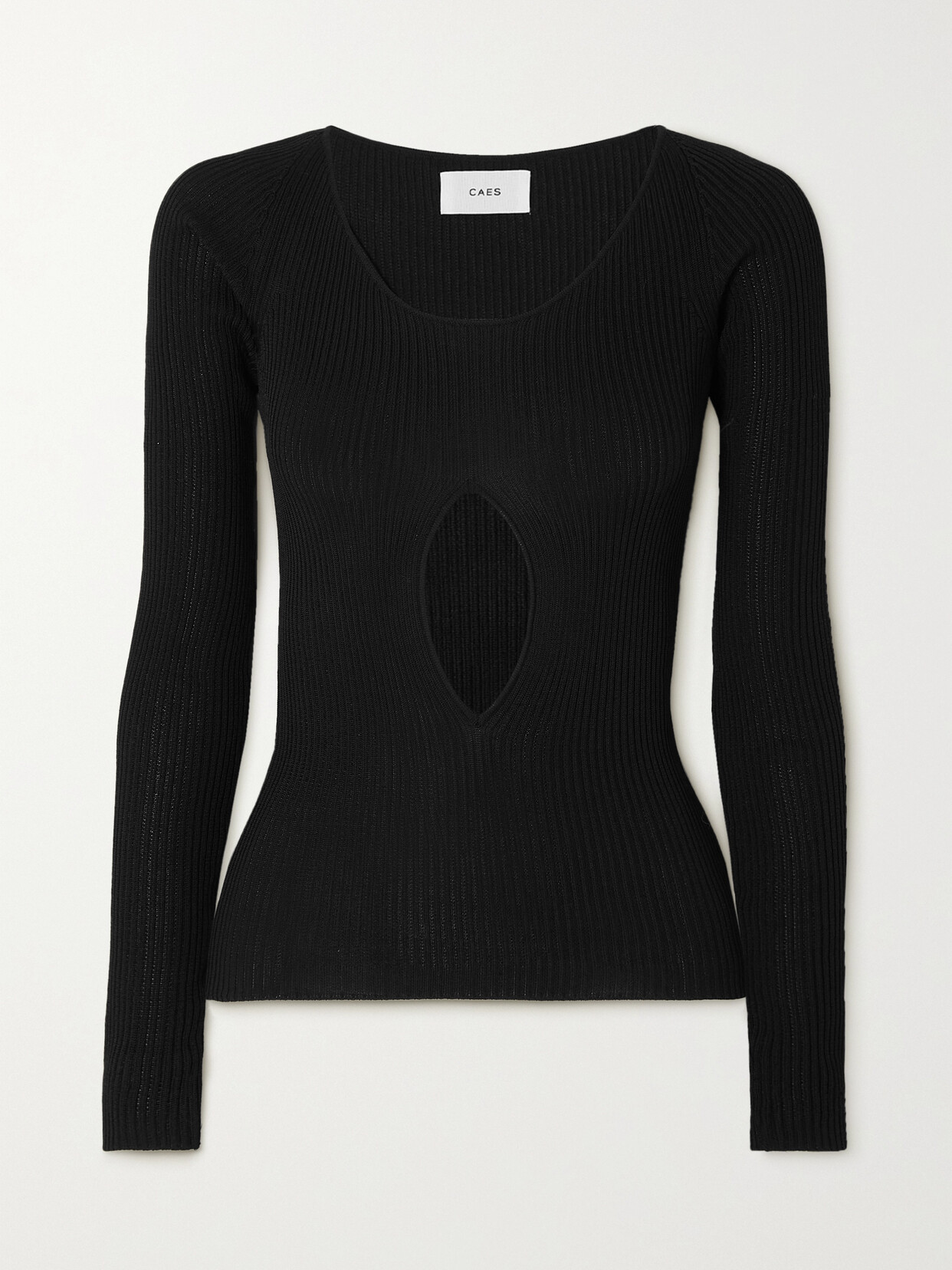 Caes - Cutout Ribbed-knit Top - Black