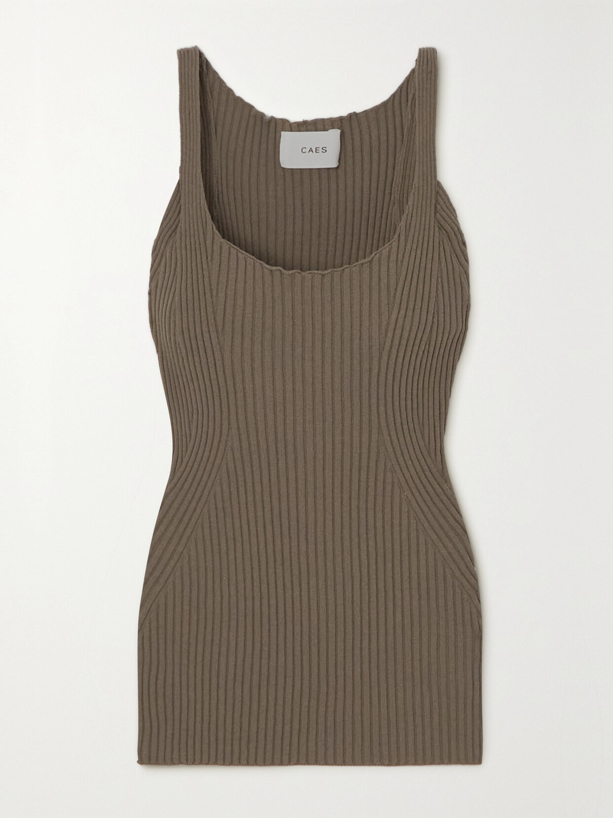 Caes - Ribbed Ecovero-blend Tank - Brown