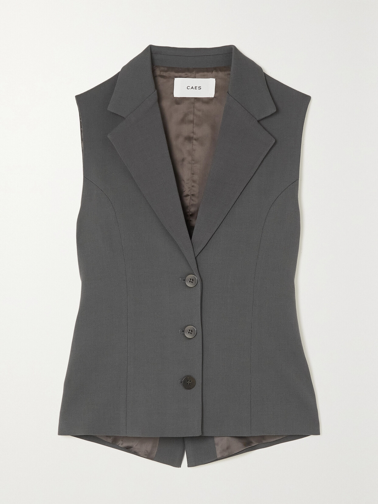 Caes - Cutout Stretch Ecovero And Wool-blend Vest - Gray