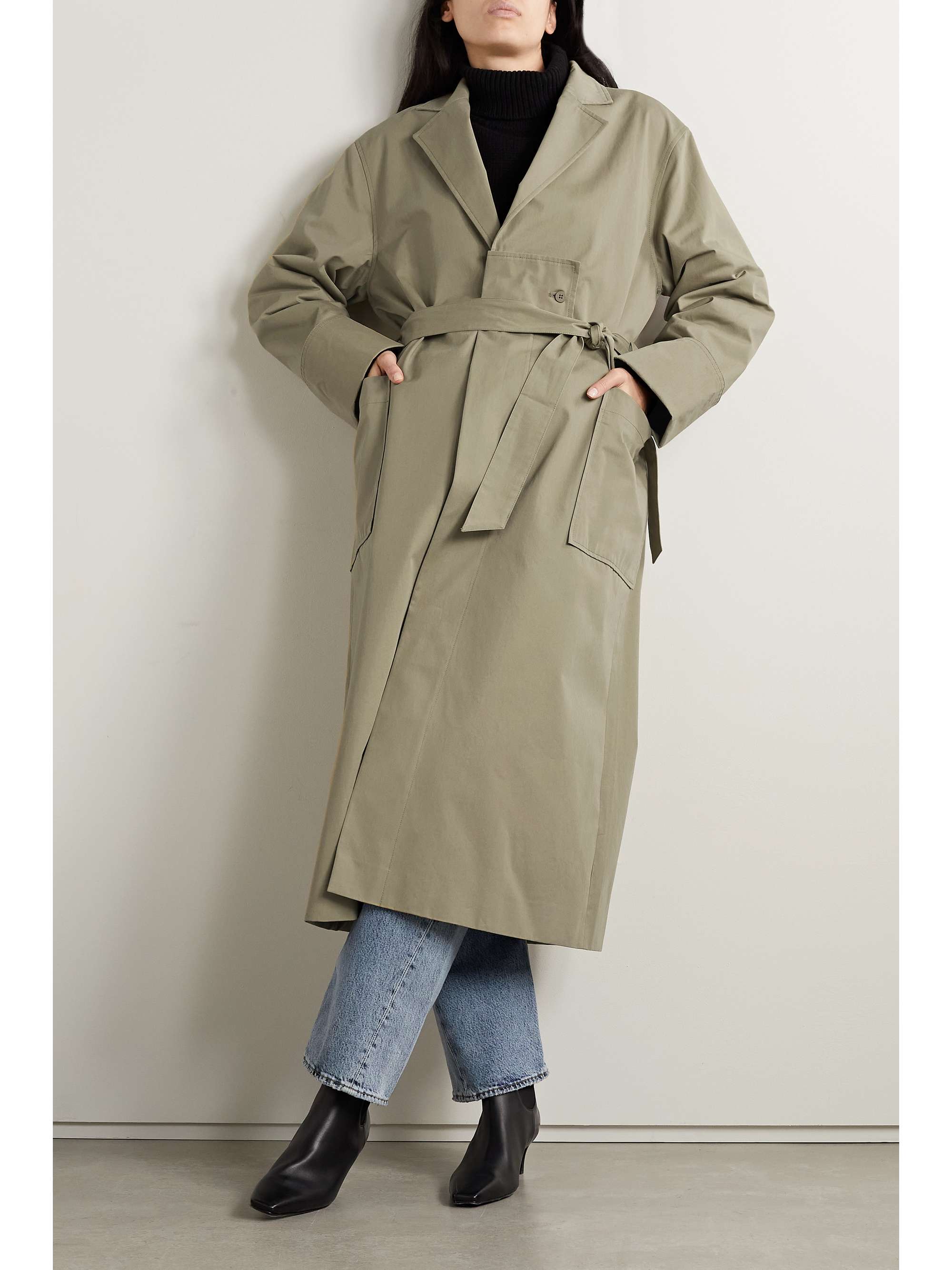 CAES Belted cotton-twill trench coat