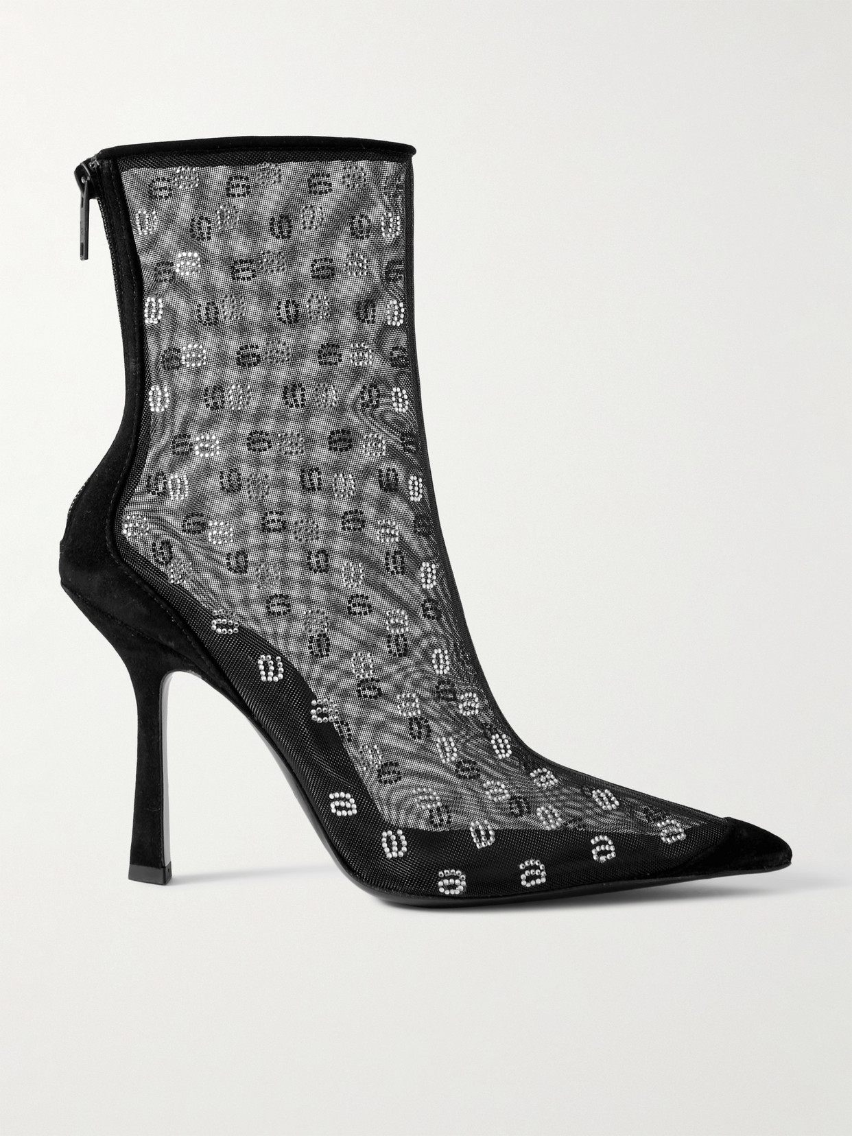 Alexander Wang - Delphine 105 Crystal-embellished Mesh Ankle Boots - Black