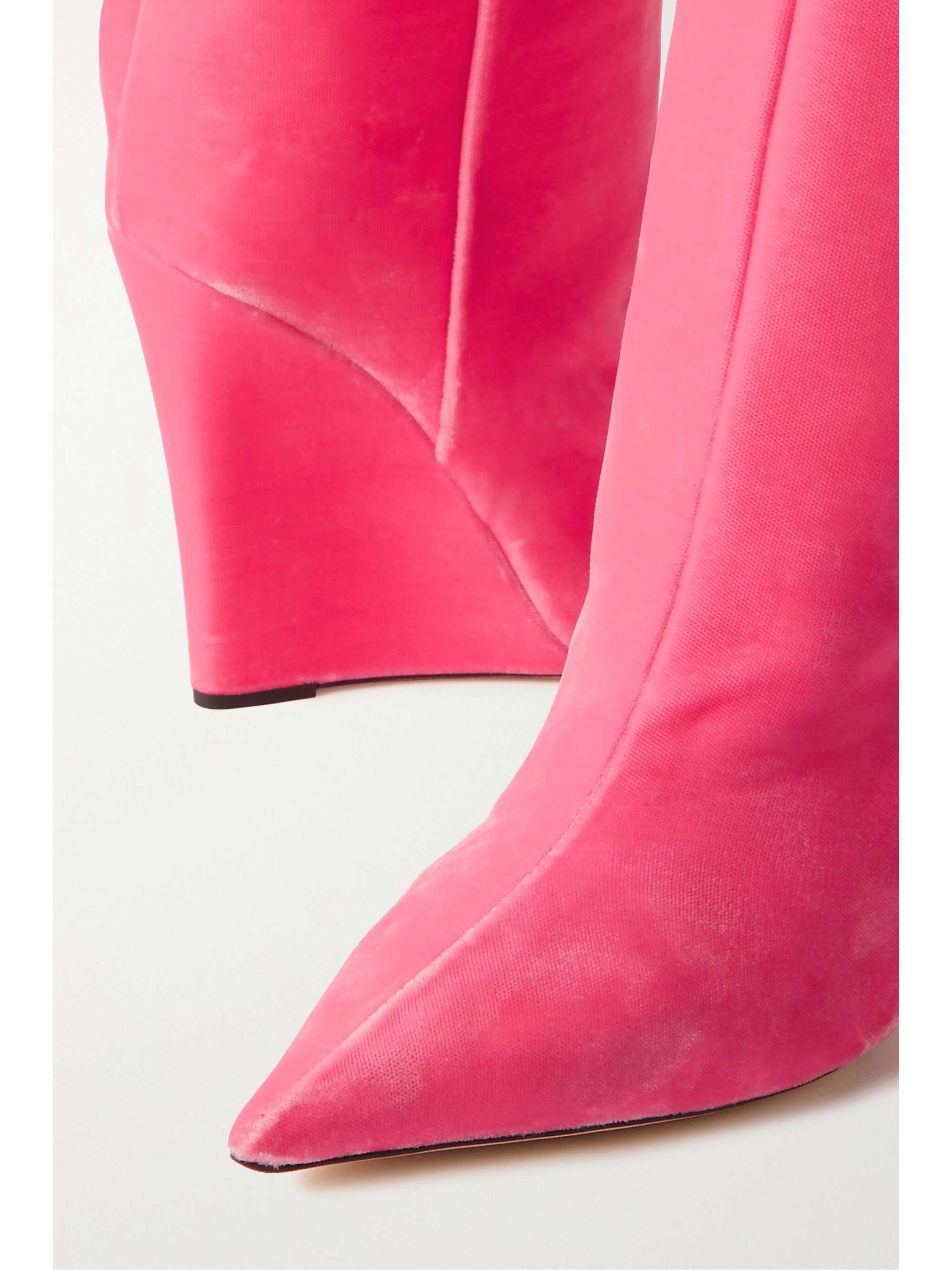 Pink Blake 110 velvet wedge knee boots 