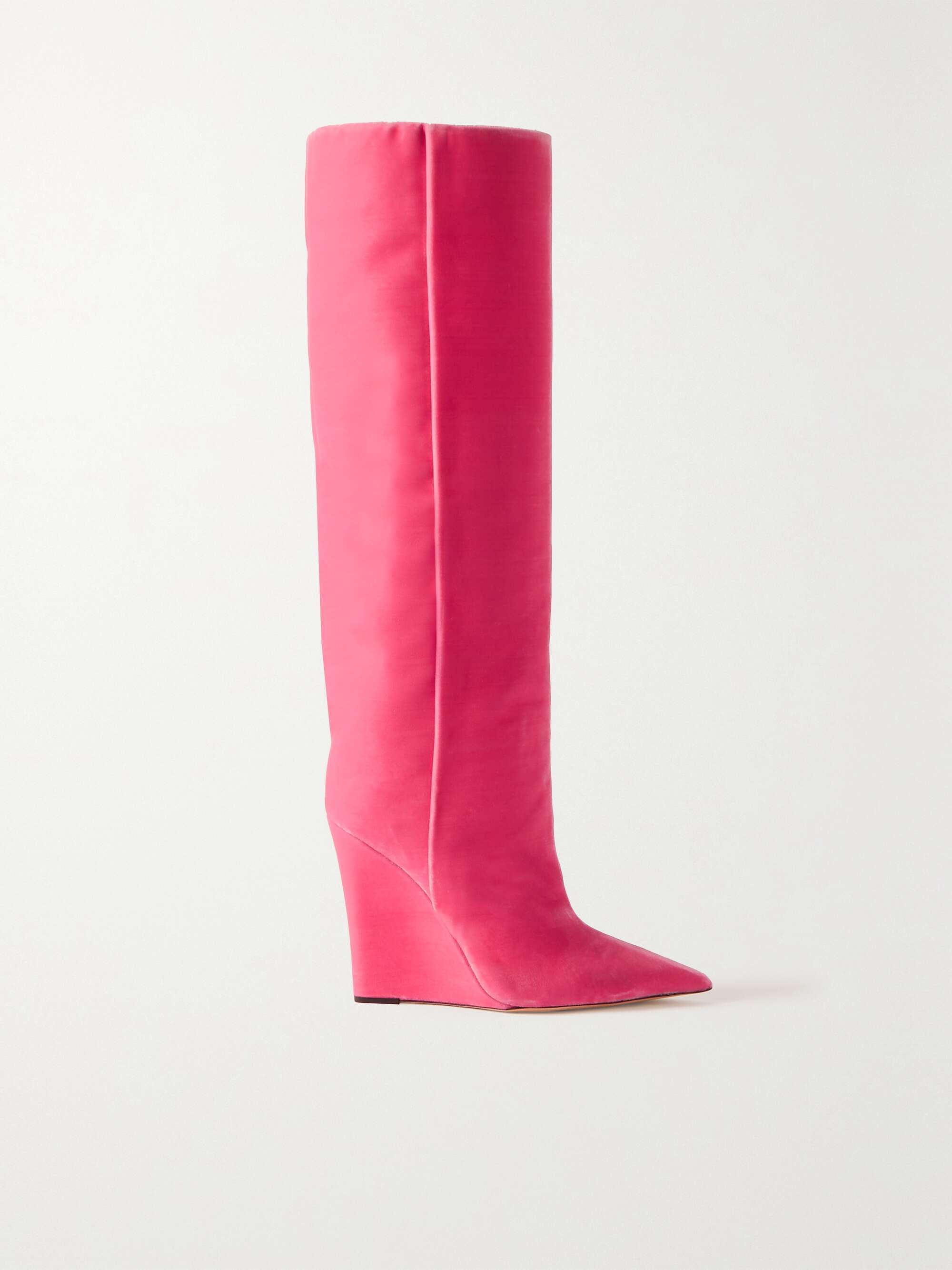 Pink Blake 110 velvet wedge knee boots 
