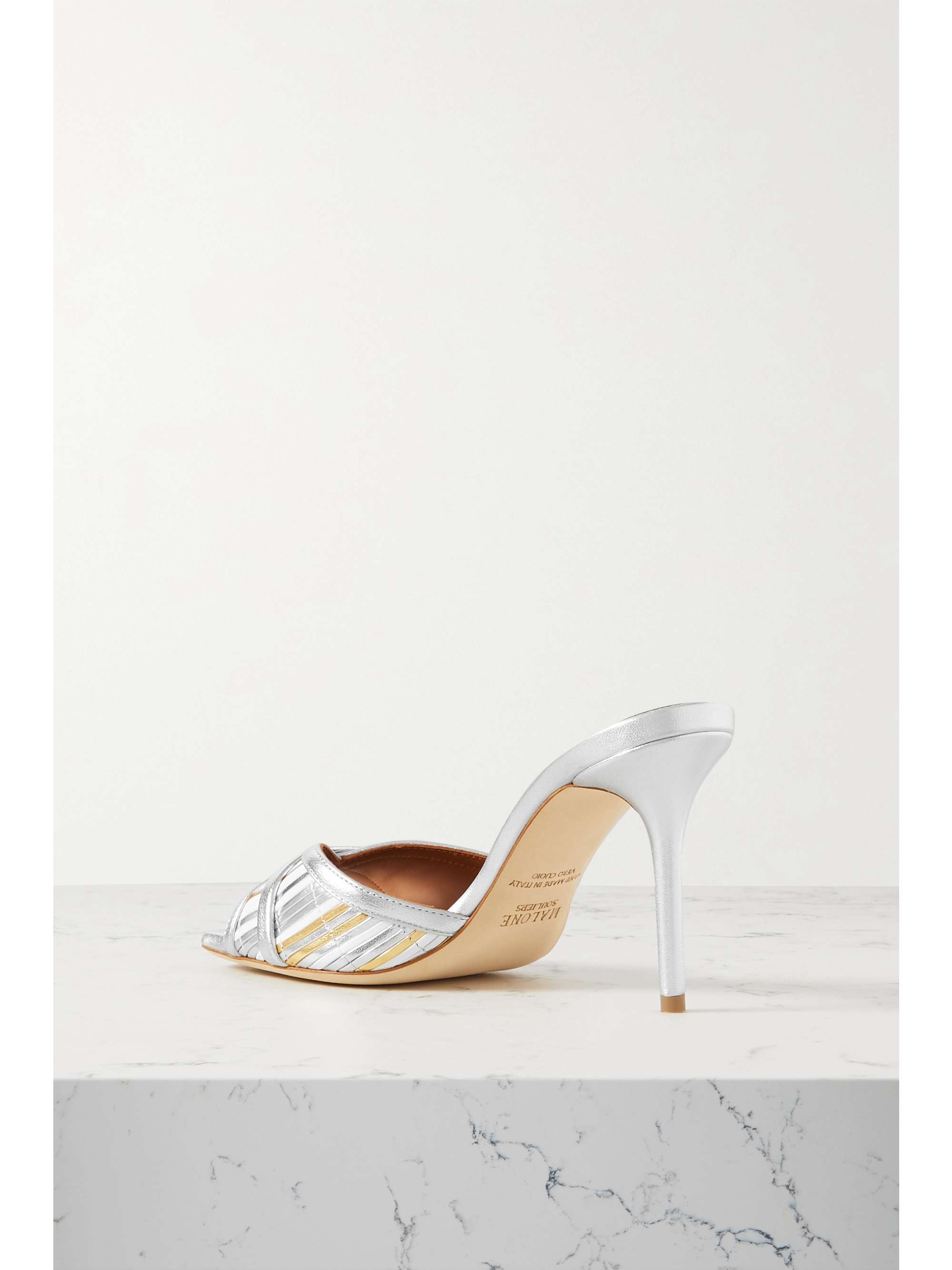 MALONE SOULIERS Perla 85 金属感人造皮革穆勒鞋