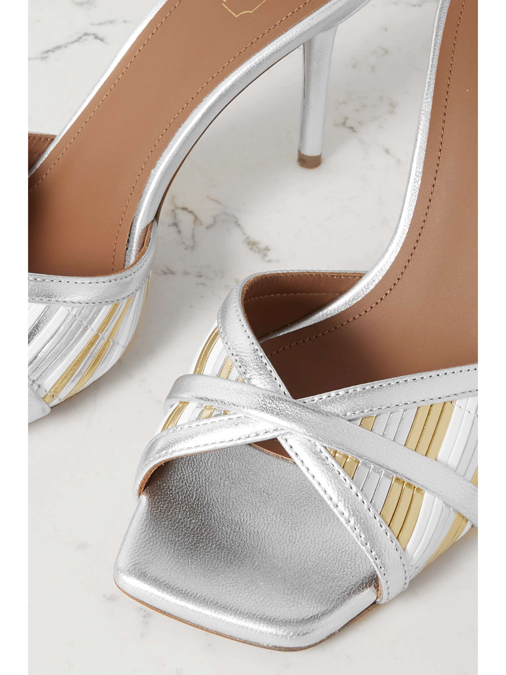 MALONE SOULIERS Perla 85 金属感人造皮革穆勒鞋