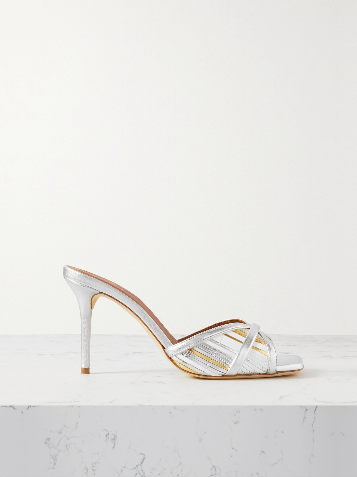 Malone Souliers Perla 85 Metallic Faux Leather Mules