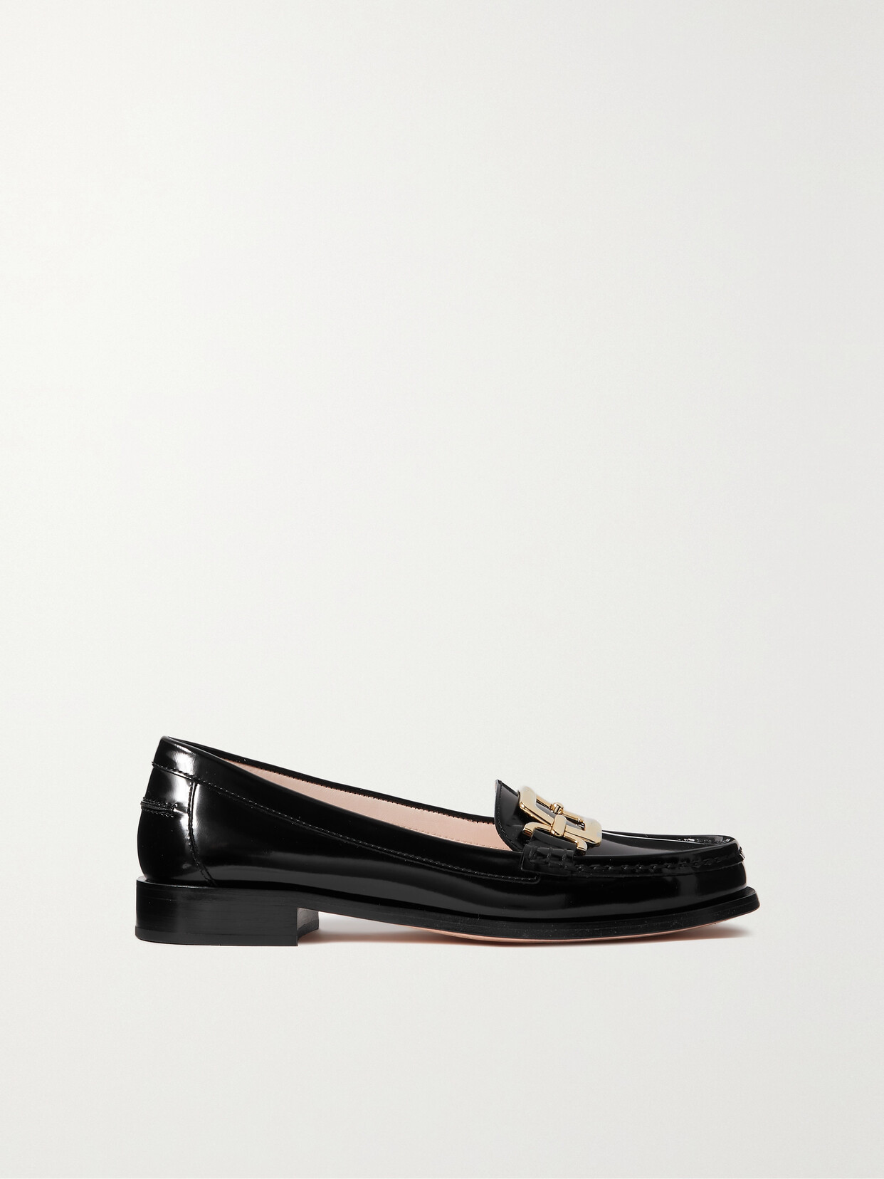 Shop Roger Vivier Morsetto Embellished Patent-leather Loafers In Black