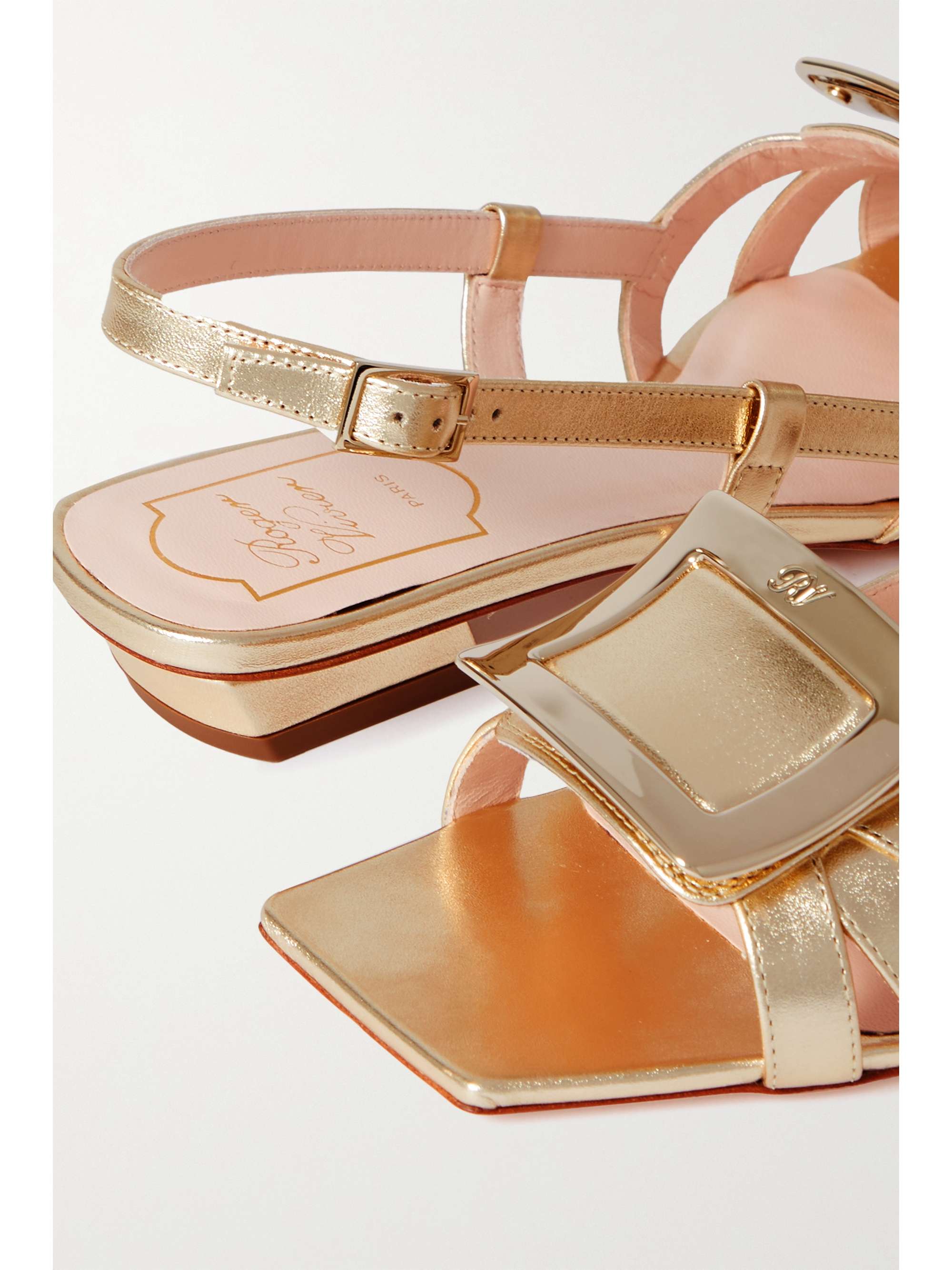 Belle Vivier 75 Metal Buckle Sandals in Metallic Nappa Leather main image 1