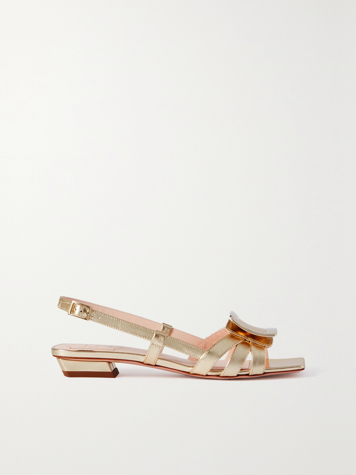 Roger Vivier Belle Vivier Metallic Leather Slingback Sandals