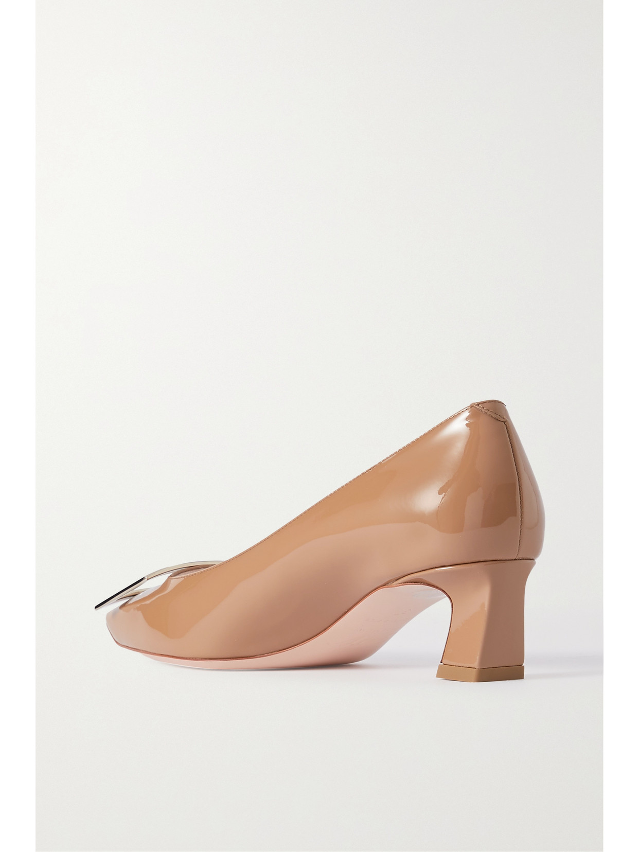 Shop Roger Vivier Trompette Patent-leather Pumps In Neutrals