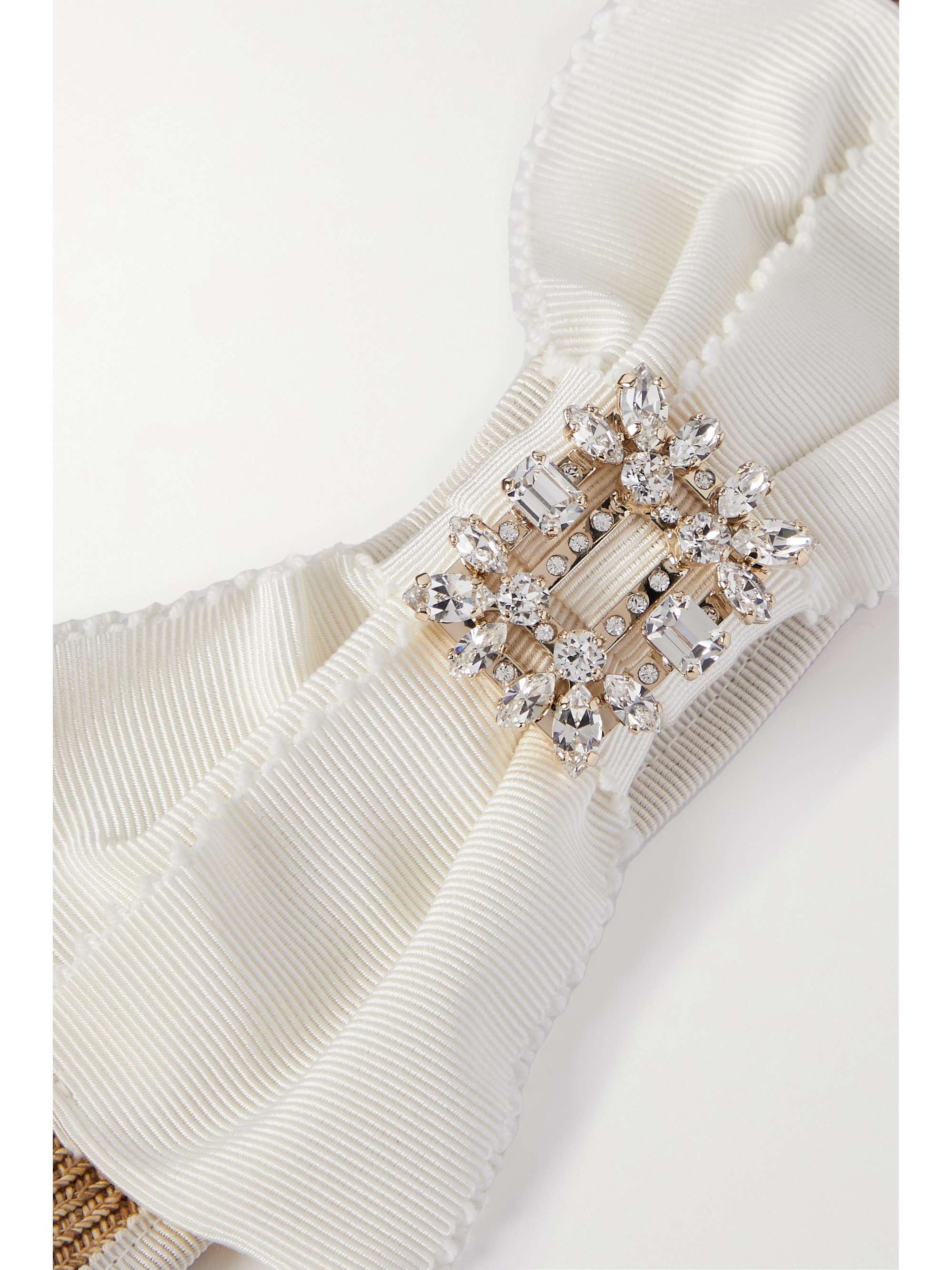 ROGER VIVIER Embellished grosgrain-trimmed straw visor