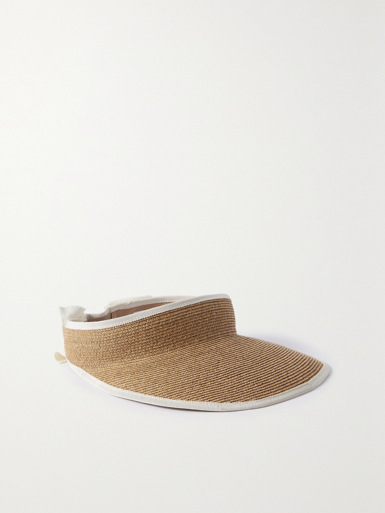 Roger Vivier Embellished Grosgrain-trimmed Straw Visor
