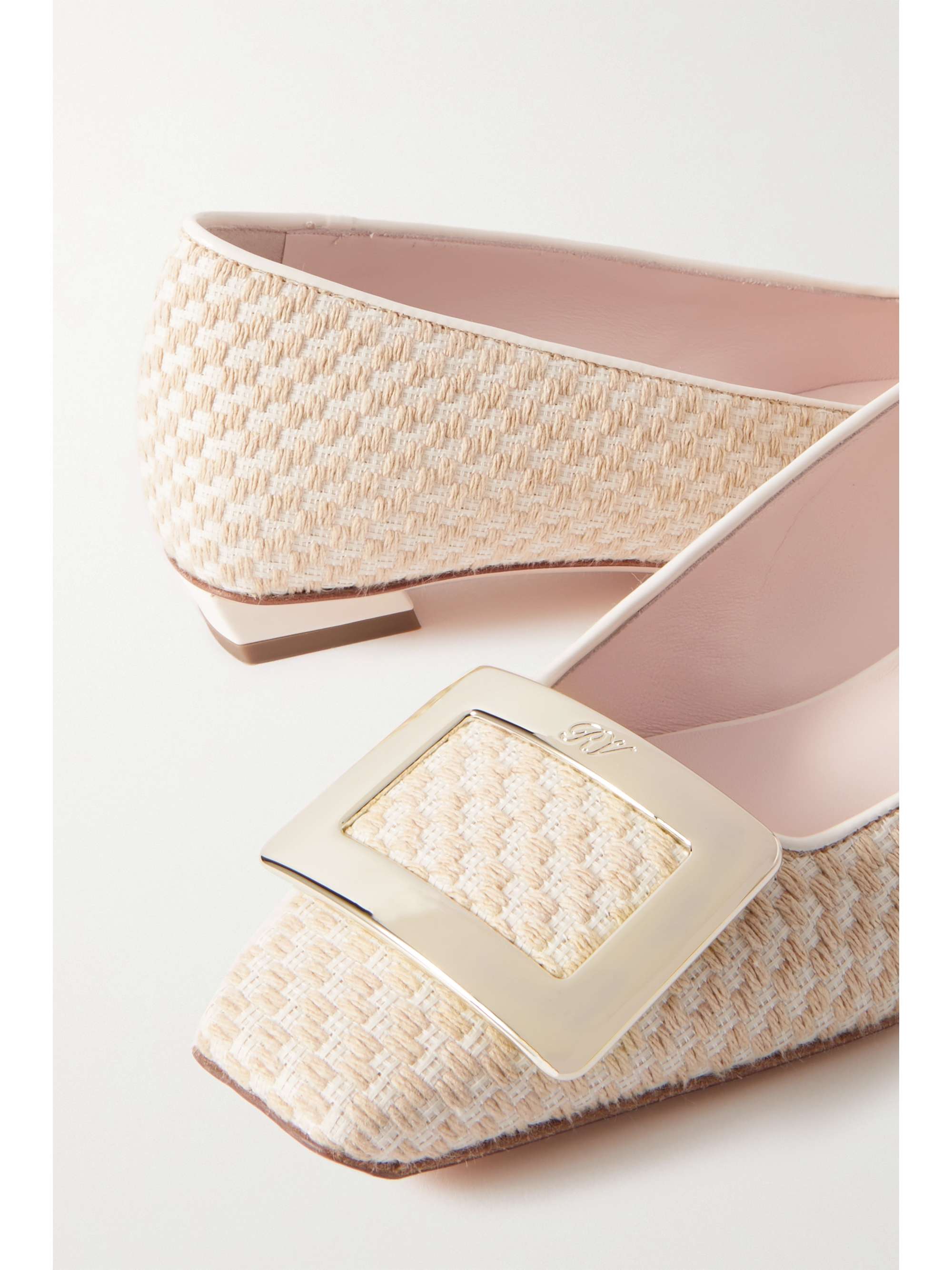 ROGER VIVIER Belle Vivier embellished canvas flats