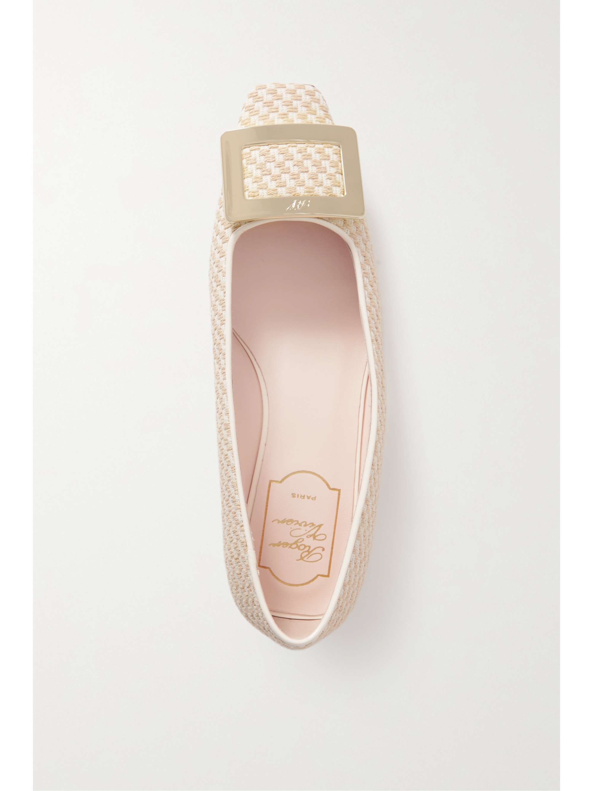 ROGER VIVIER Belle Vivier embellished canvas flats