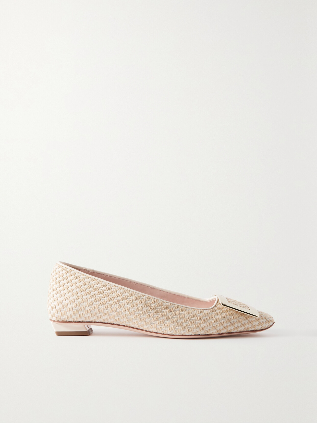 Roger Vivier - Belle Vivier Embellished Canvas Flats - Neutrals