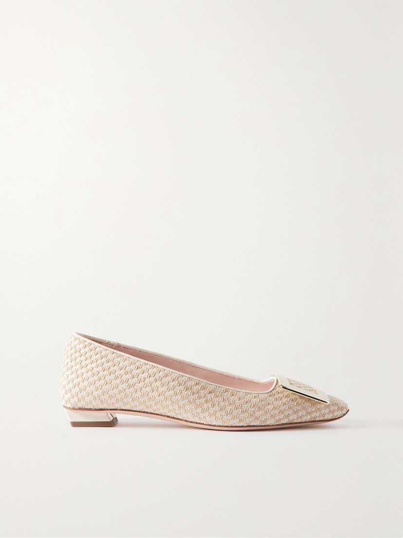 Roger Vivier Belle Vivier Embellished Canvas Flats