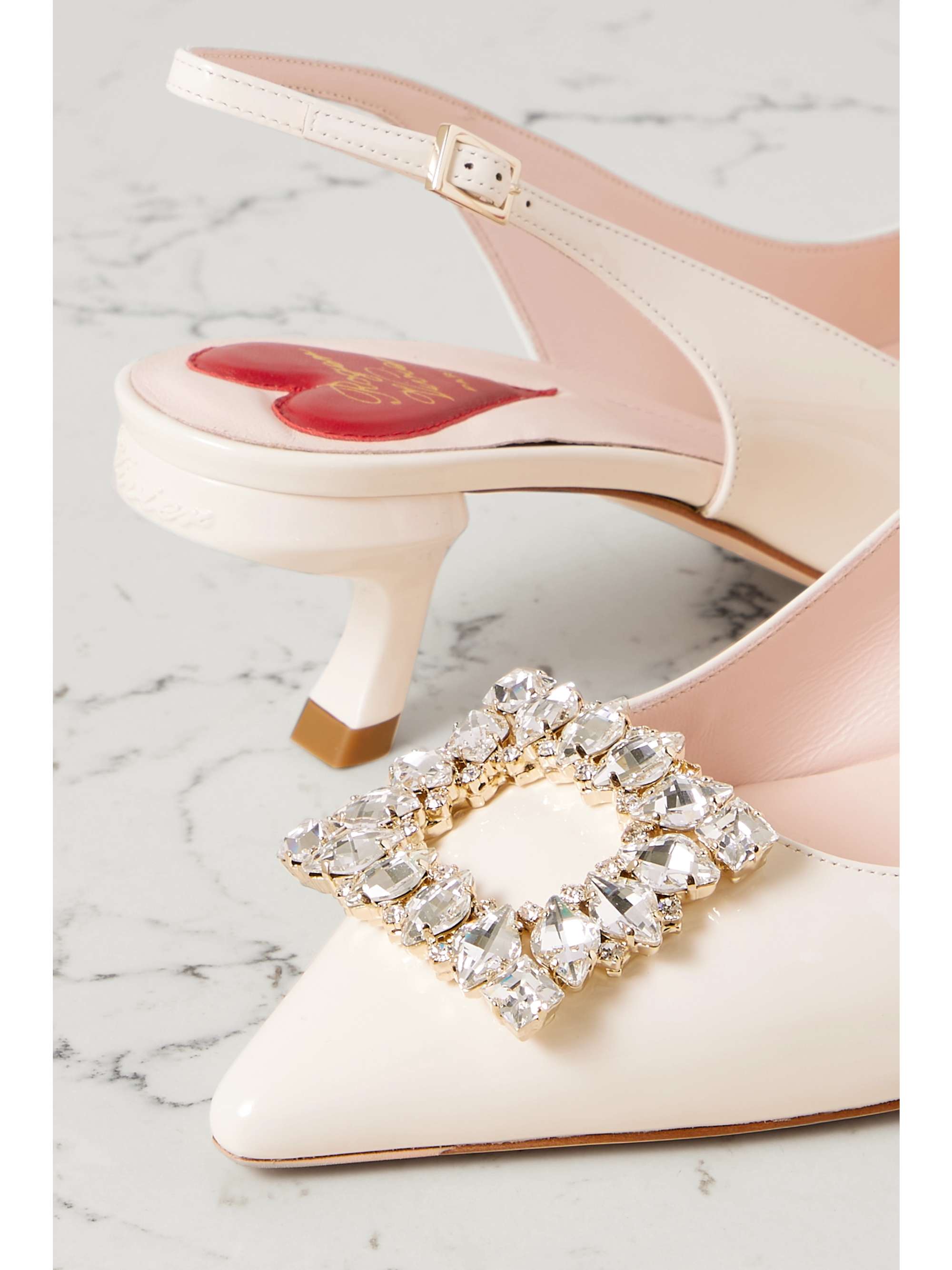 ROGER VIVIER Virgule Strass crystal-embellished patent-leather slingback pumps