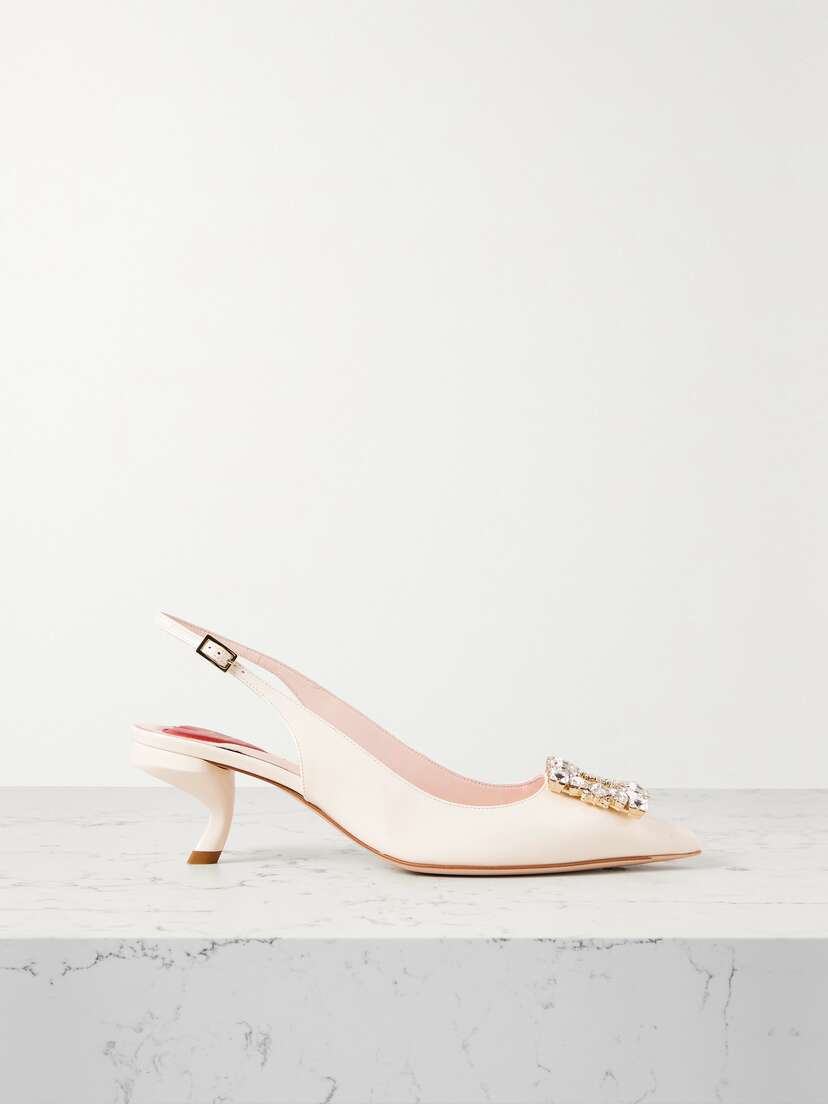 Roger Vivier Virgule Strass Crystal-embellished Patent-leather Slingback Pumps