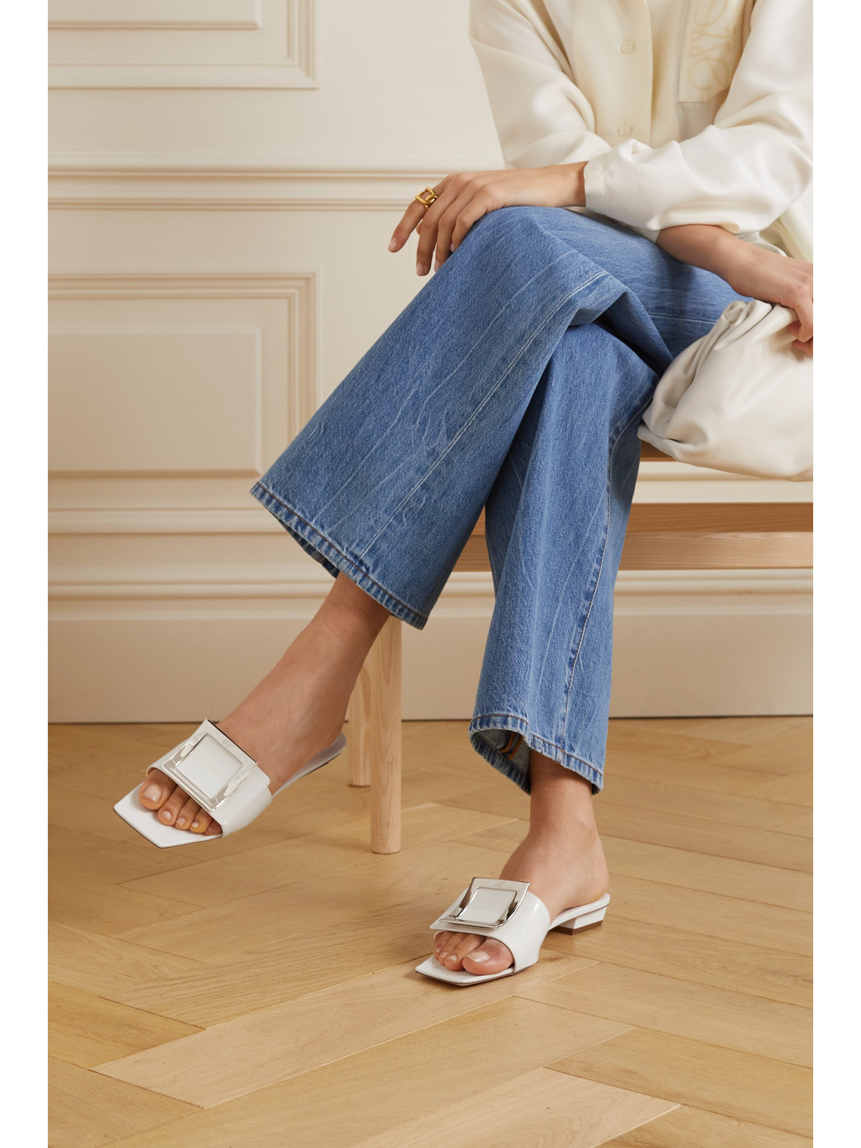 ROGER VIVIER BELLE VIVIER EMBELLISHED PATENT-LEATHER MULES