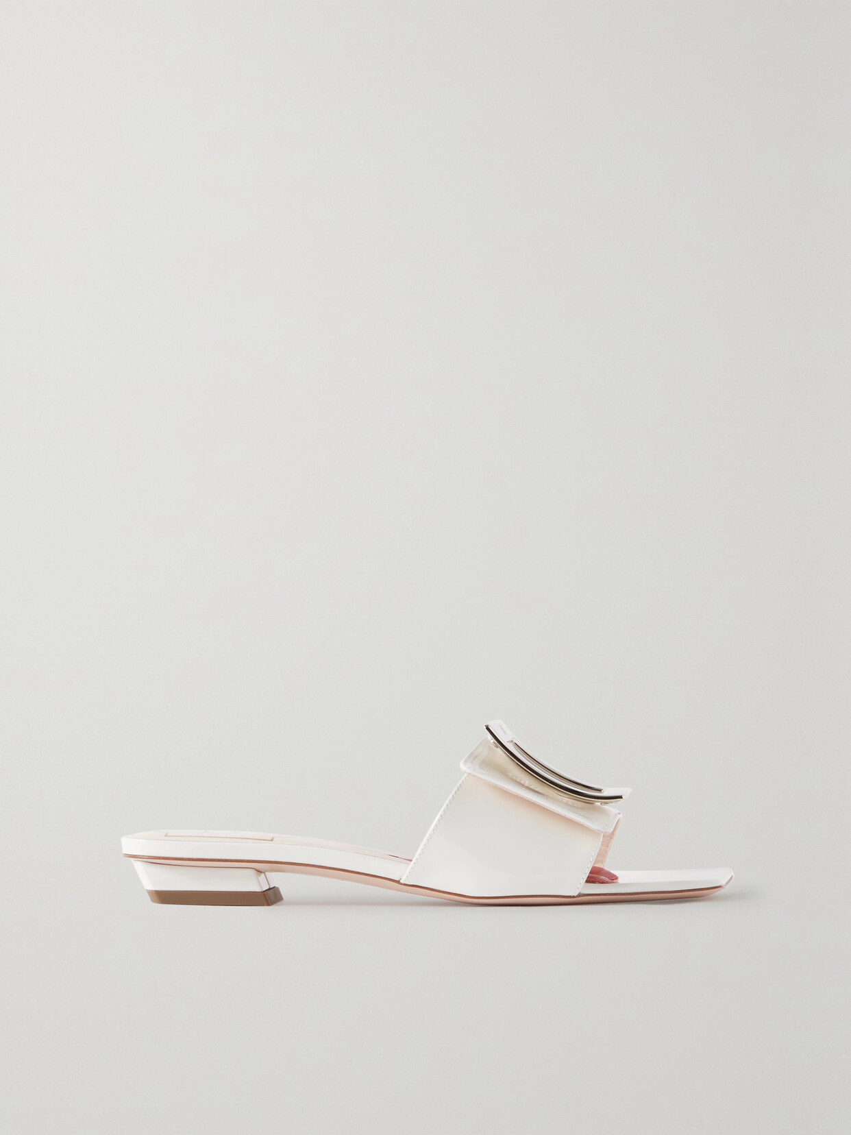 Roger Vivier - Belle Vivier Embellished Patent-leather Mules - White