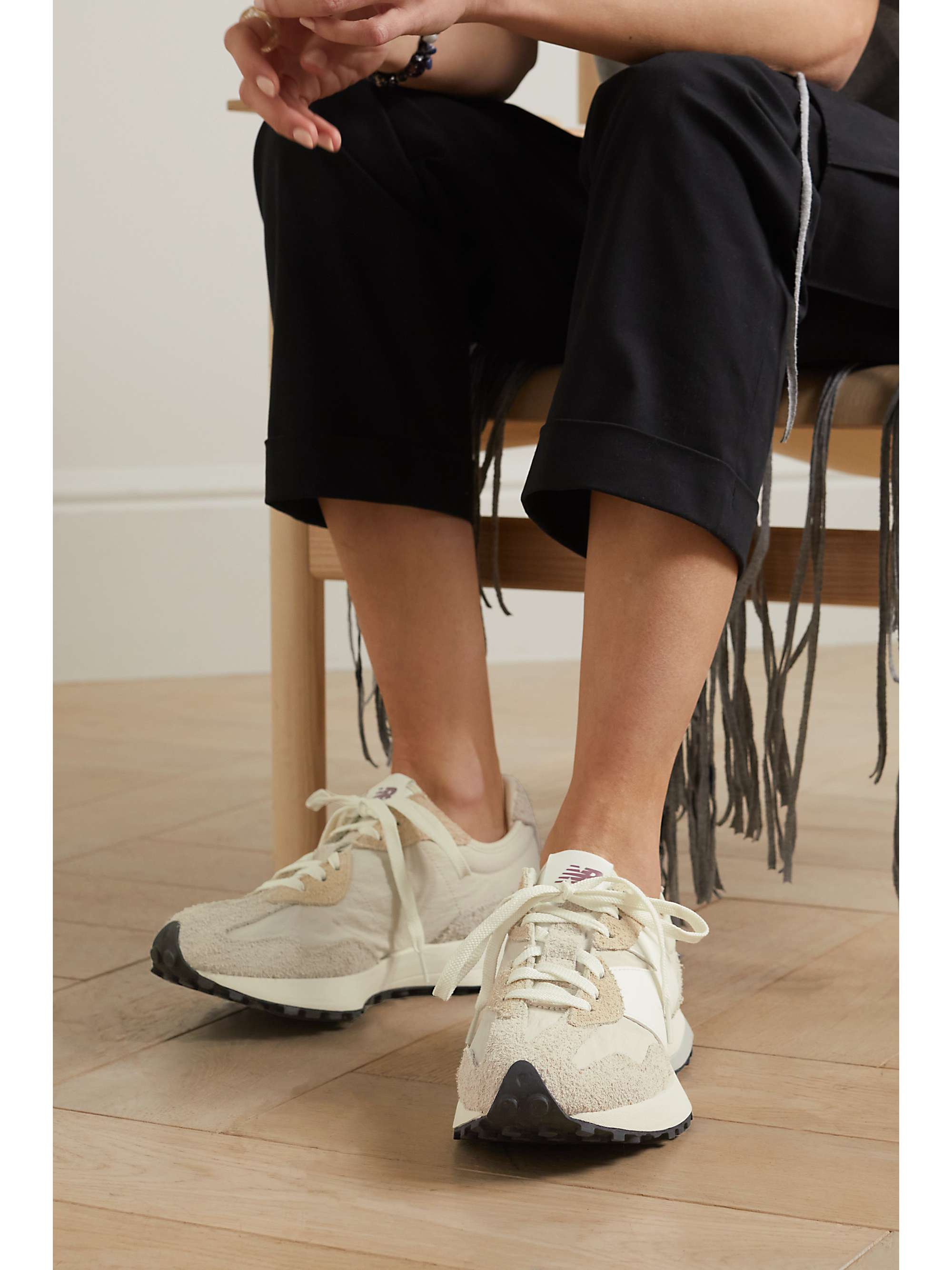 NEW BALANCE 327 suede, crinkled-shell and leather sneakers | NET-A-PORTER