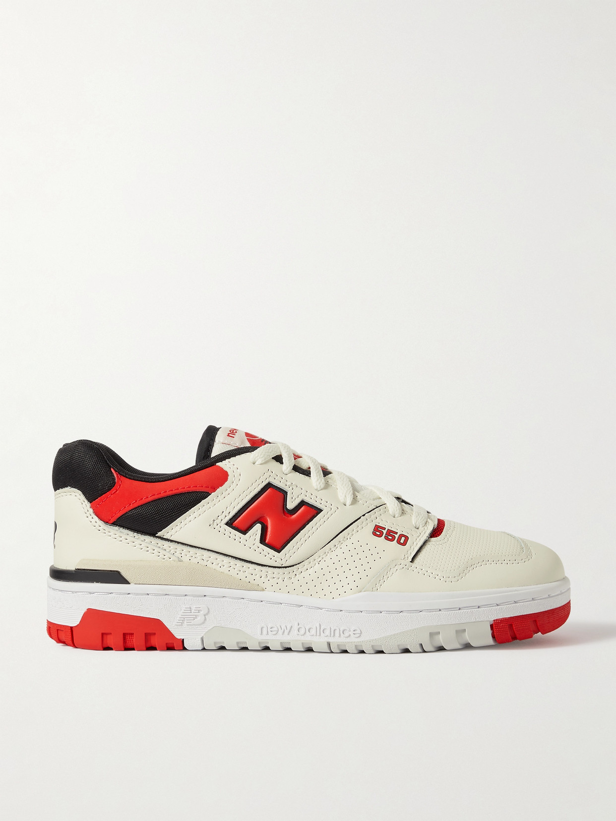 New Balance 550 Mesh-trimmed Leather Sneakers In White