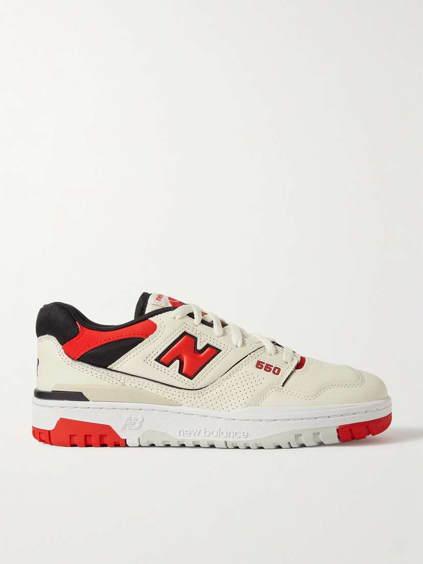 New Balance 550 Mesh-trimmed Leather Sneakers