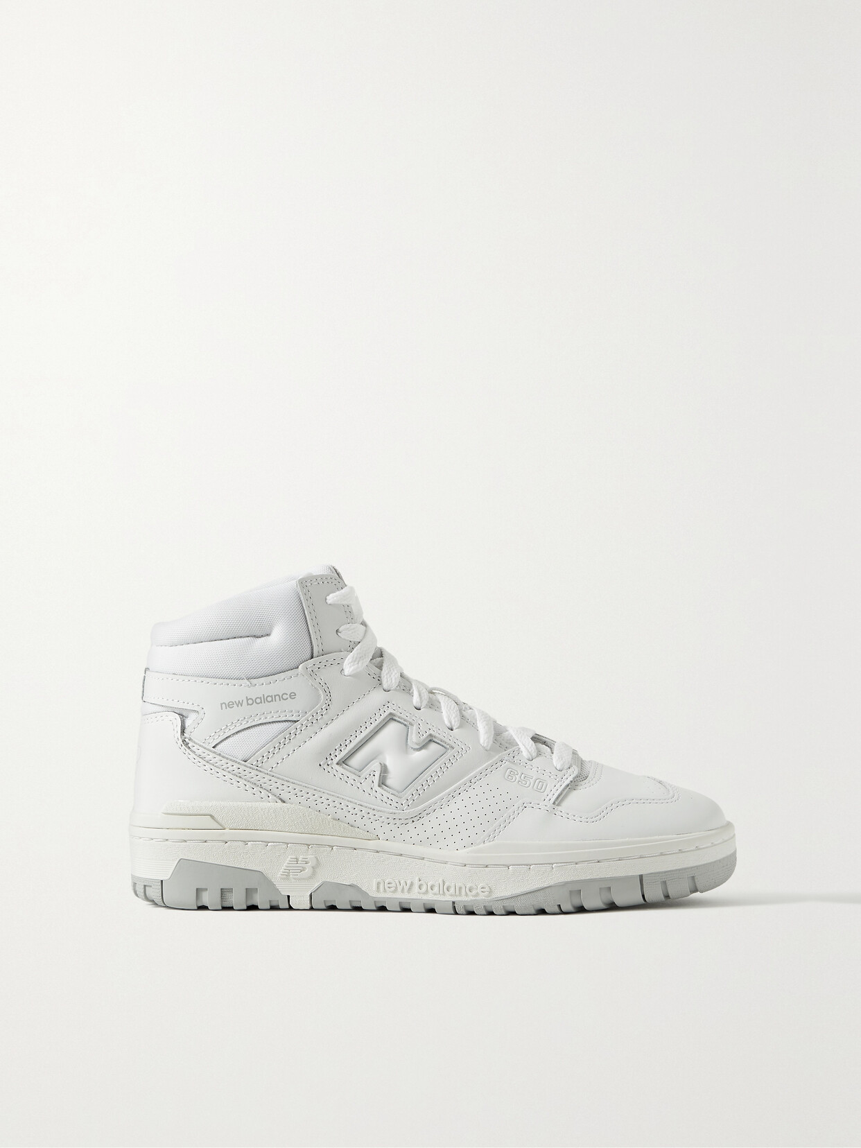 New Balance - 650 Mesh-trimmed Leather High-top Sneakers - White