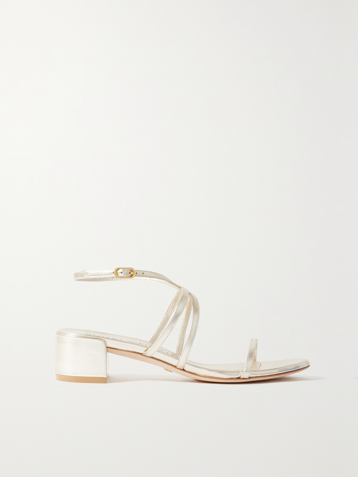 Stuart Weitzman Barelythere Metallic Leather Sandals - Gold