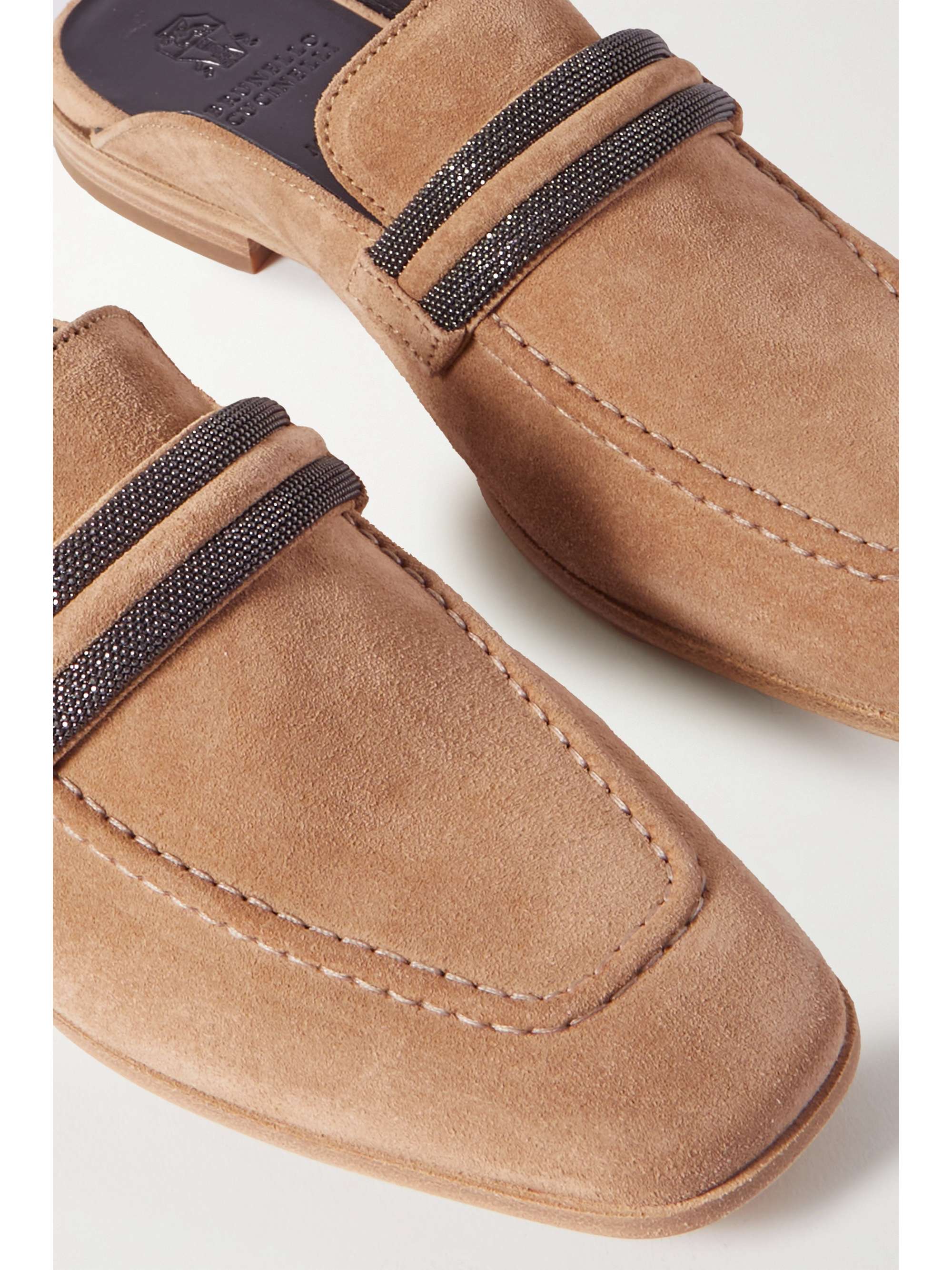 BRUNELLO CUCINELLI Bead-embellished suede slippers
