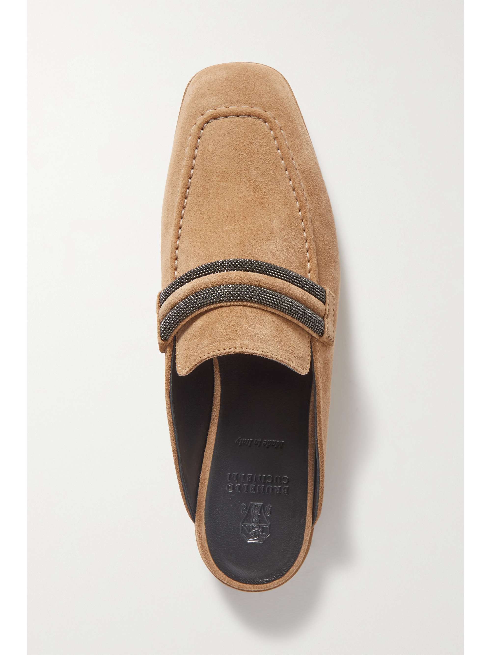 BRUNELLO CUCINELLI Bead-embellished suede slippers