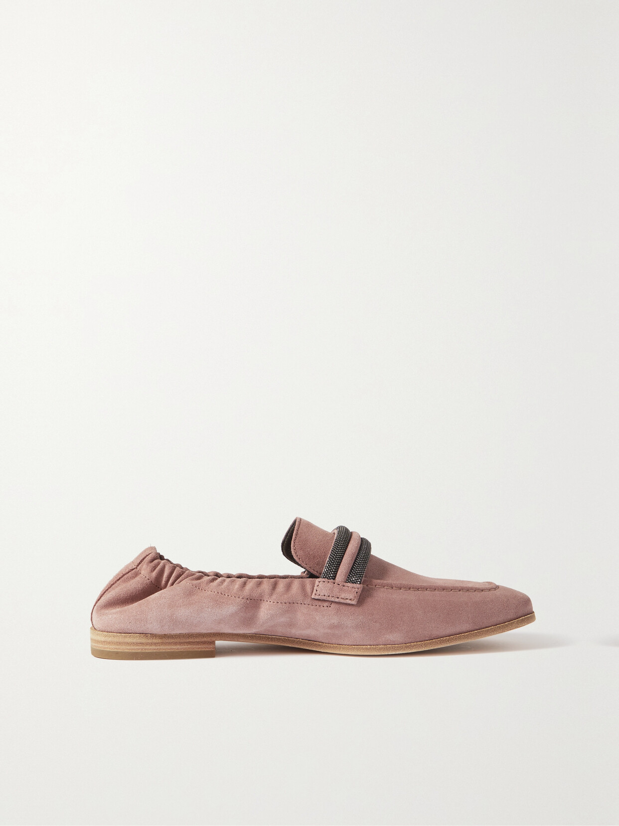 Brunello Cucinelli - Bead-embellished Suede Loafers - Pink