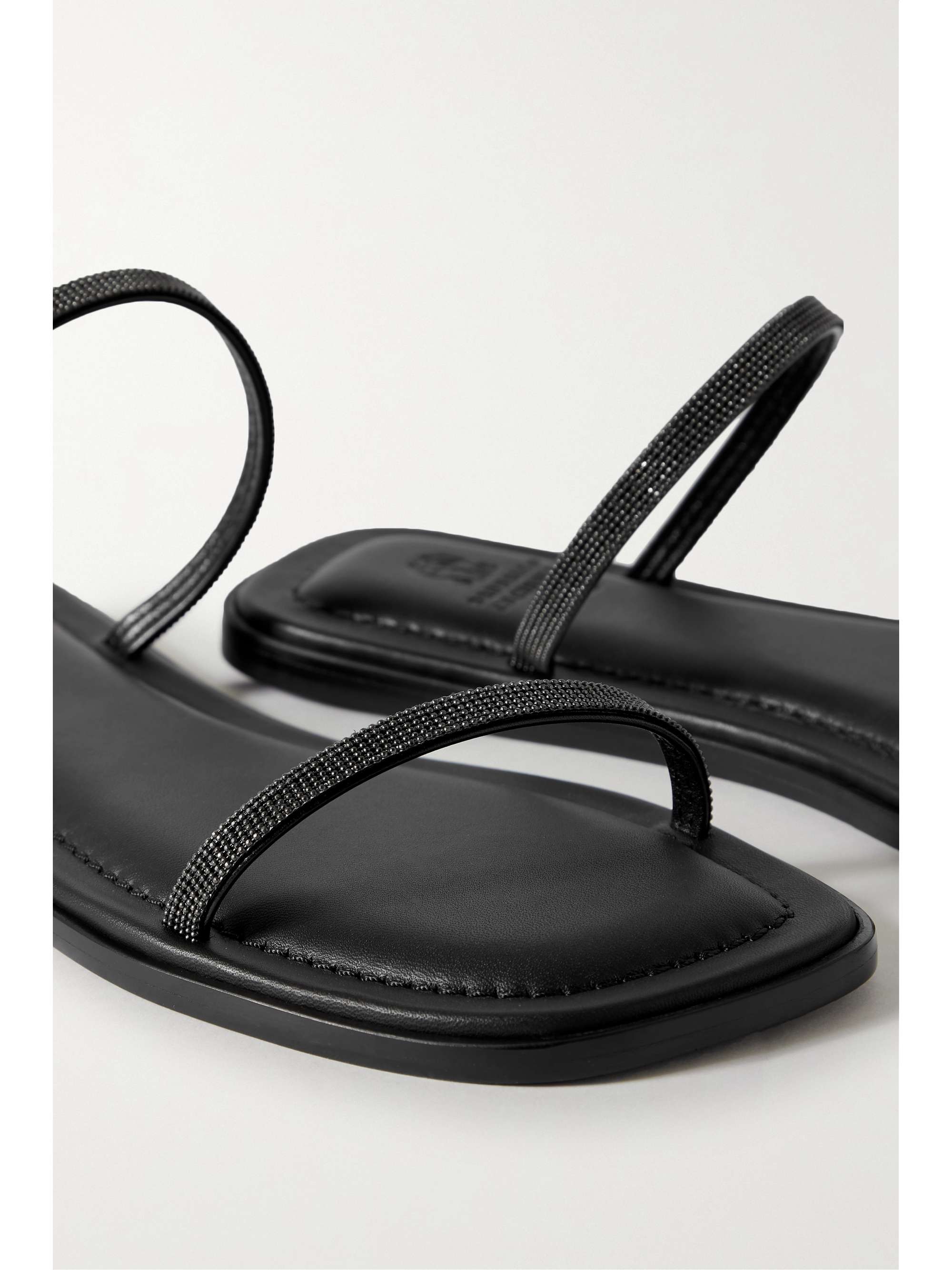 BRUNELLO CUCINELLI Bead-embellished leather sandals