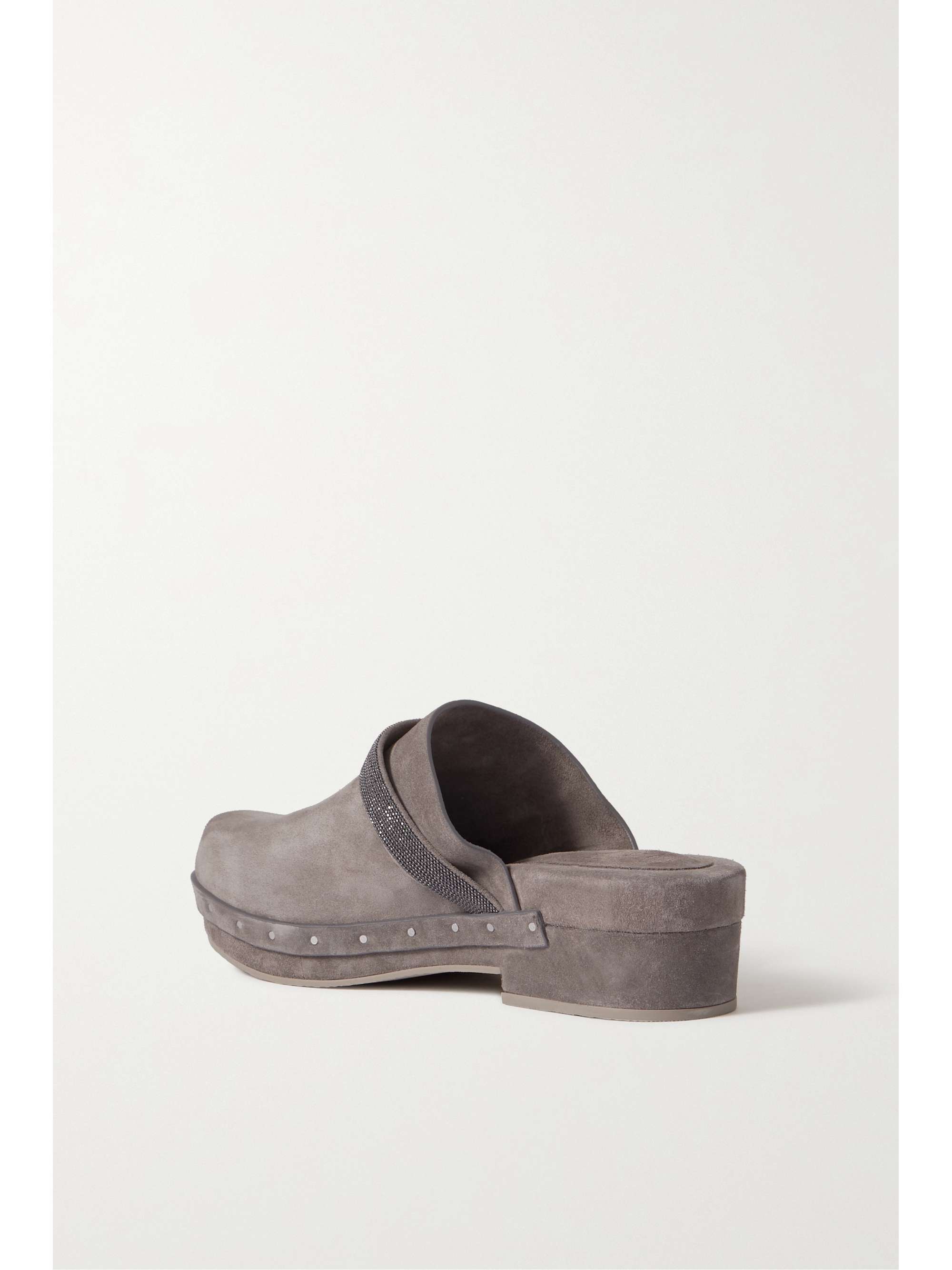 BRUNELLO CUCINELLI Clogs aus Veloursleder mit Zierperlen