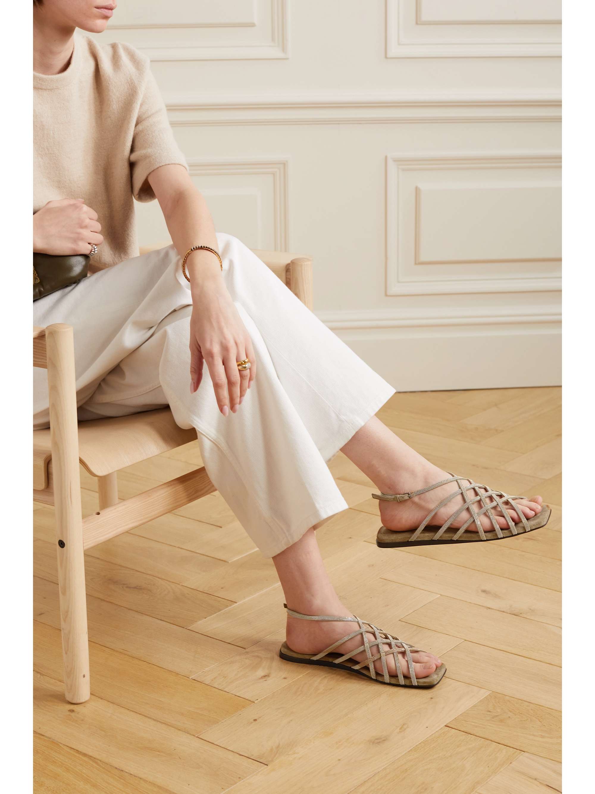 BRUNELLO CUCINELLI Bead-embellished suede sandals