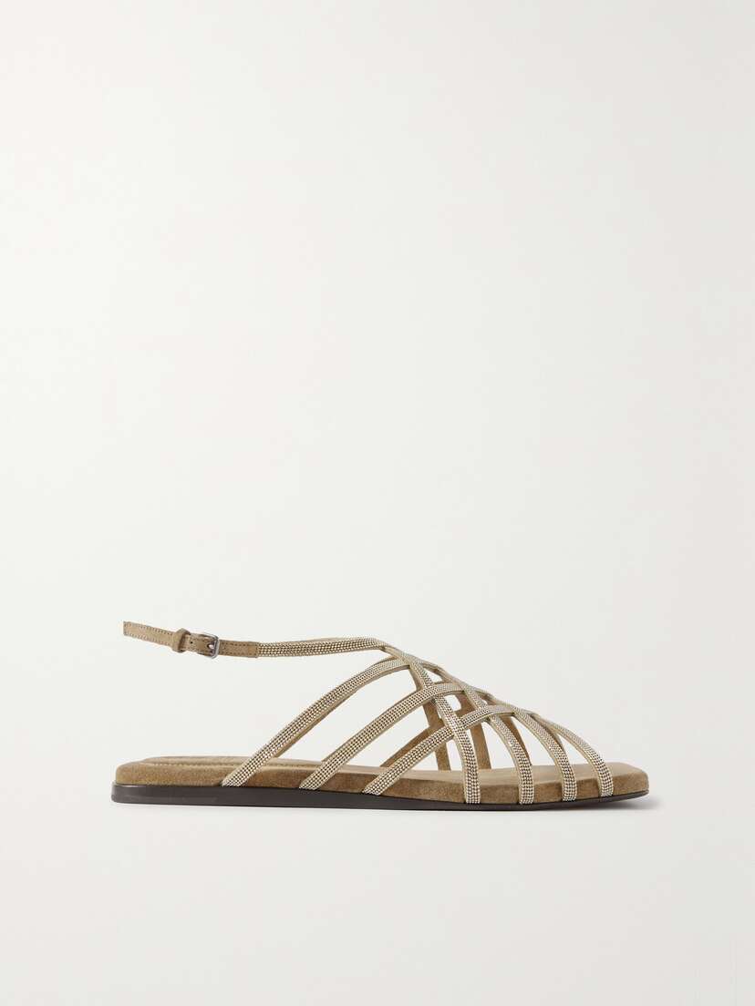 Brunello Cucinelli Bead-embellished Suede Sandals