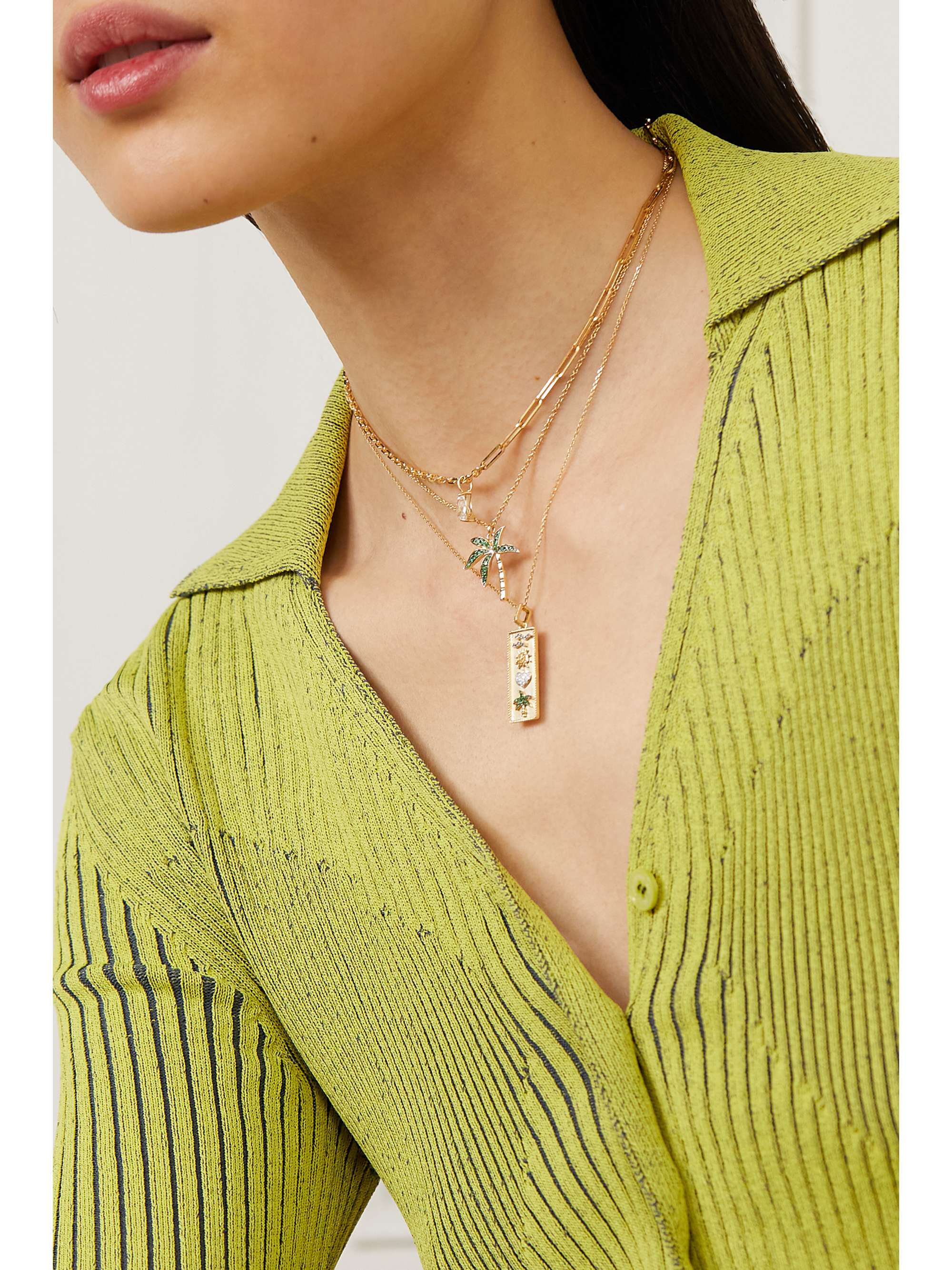 YVONNE LÉON 18-karat gold tsavorite necklace