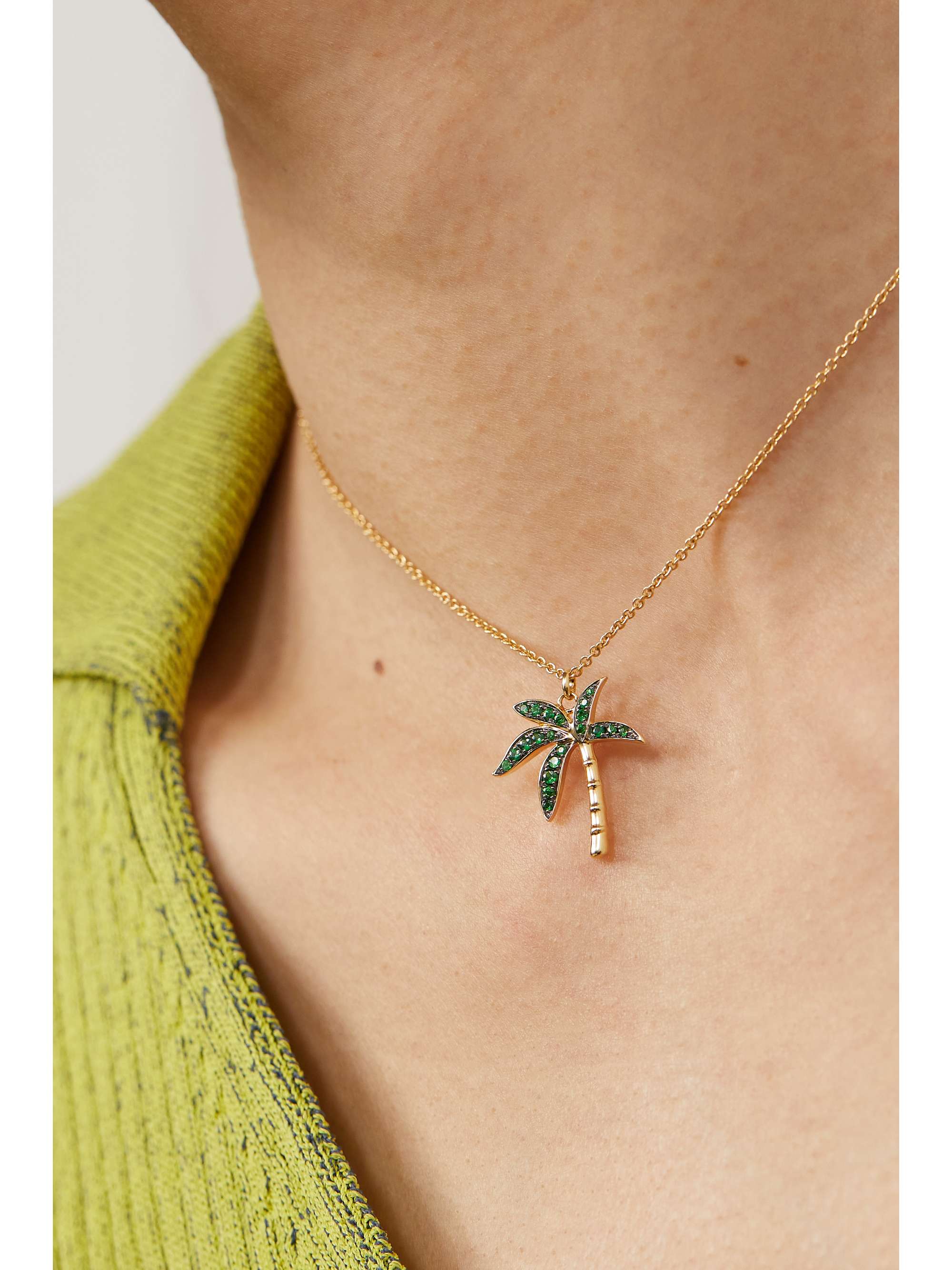 YVONNE LÉON 18-karat gold tsavorite necklace