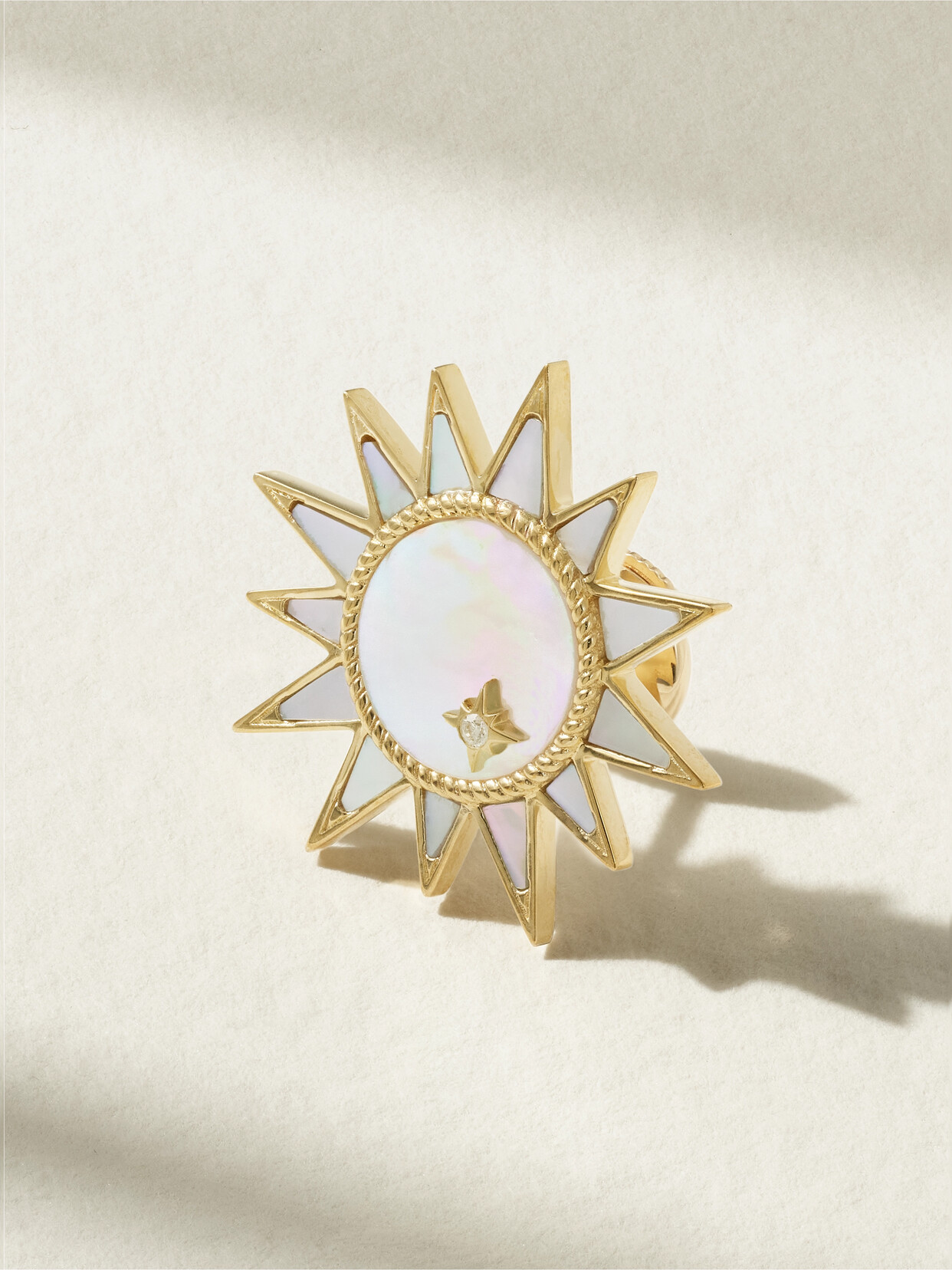 Yvonne Léon - 9-karat Gold, Mother-of-pearl And Diamond Single Earring - White