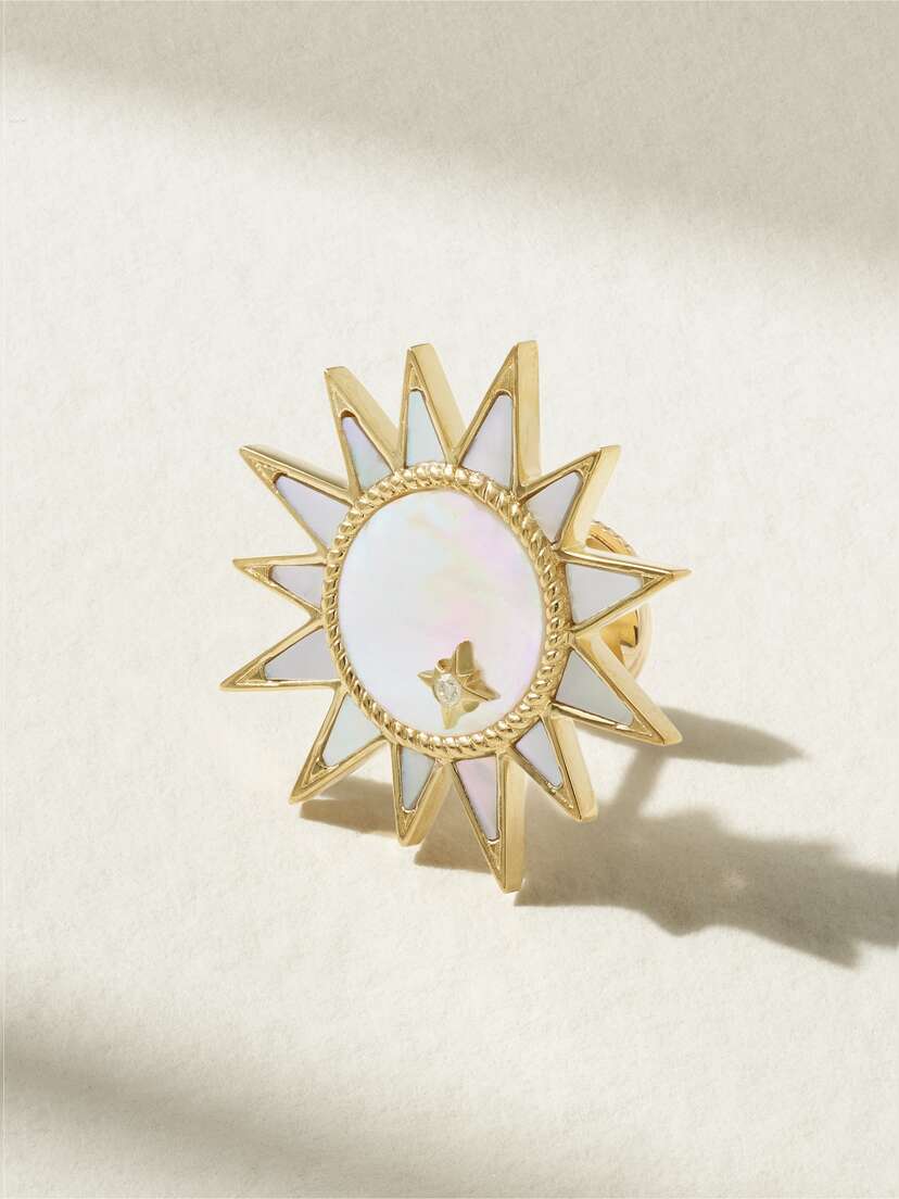 Yvonne Léon 9-karat Gold, Mother-of-pearl And Diamond Single Earring