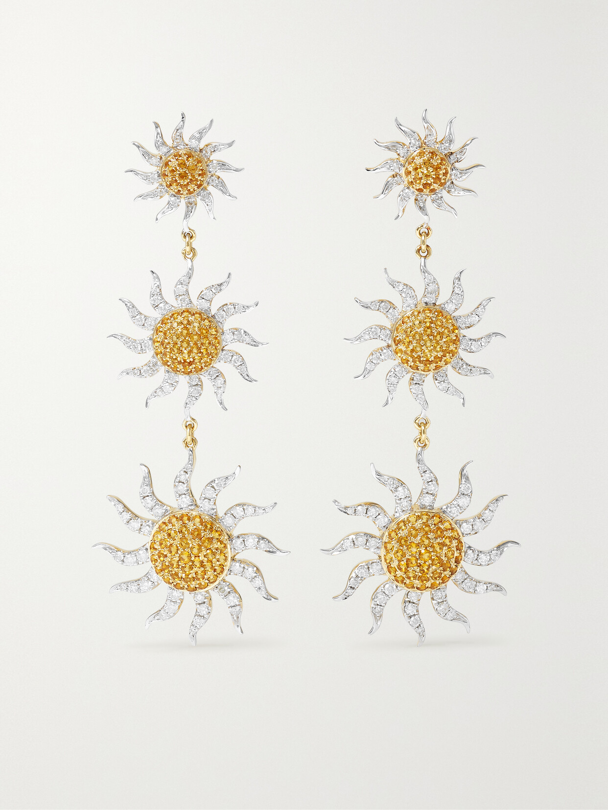 Yvonne Léon 18-karat White And Yellow Gold, Citrine And Diamond Earrings