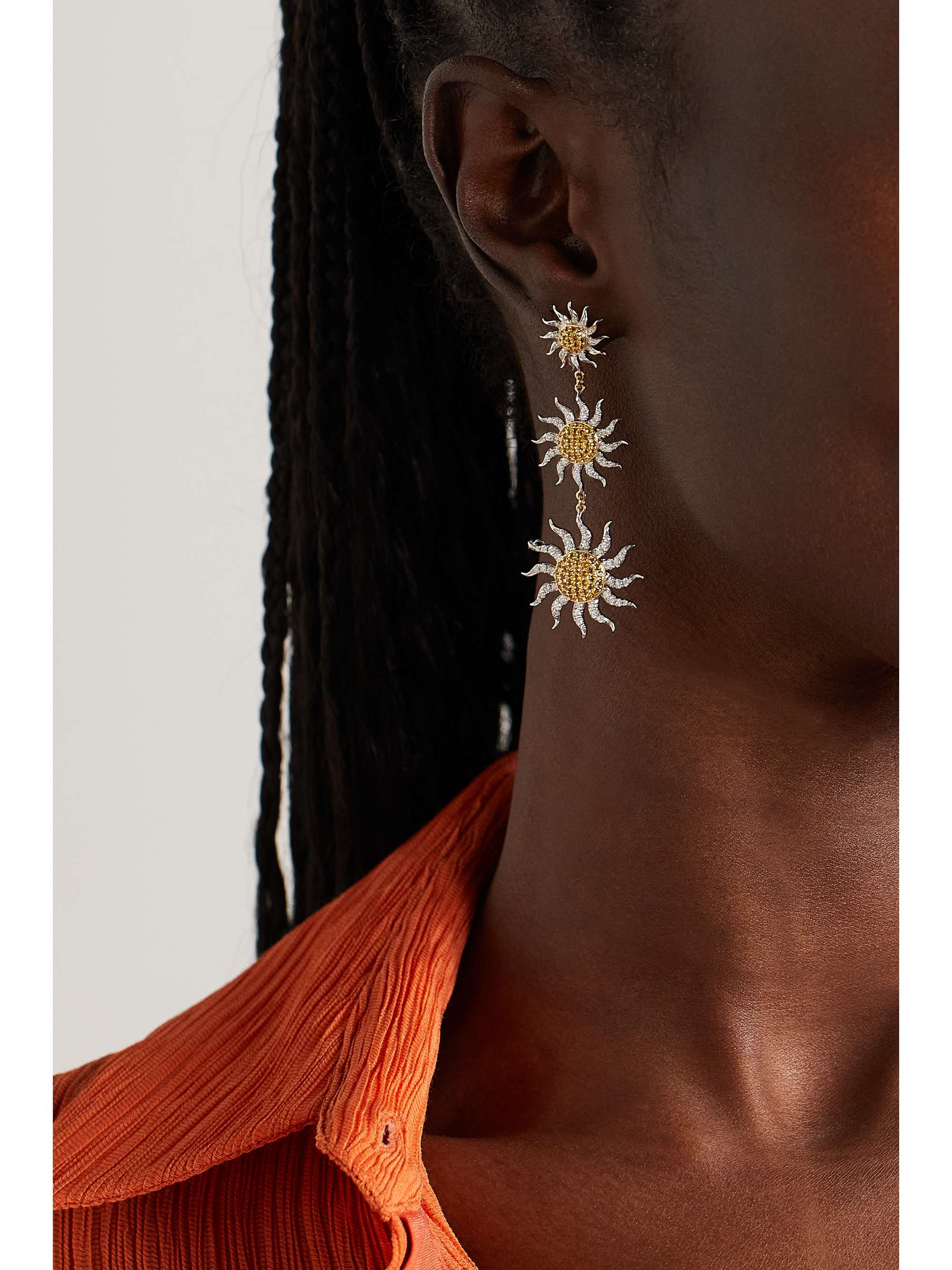 YVONNE LÉON 18-karat white and yellow gold, citrine and diamond earrings