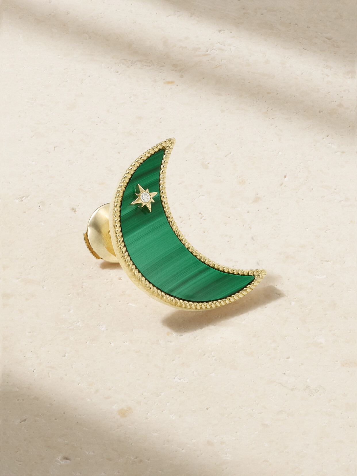 Yvonne Léon 9-karat Gold, Malachite And Diamond Single Earring In Green